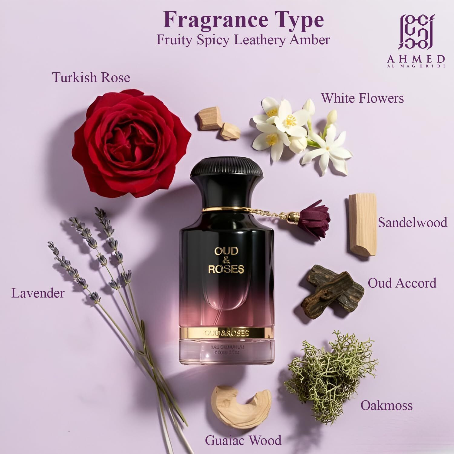 Image of Ahmed Al Maghribi Oud and Roses Eau de Parfum - 60 ml (For Men & Women)