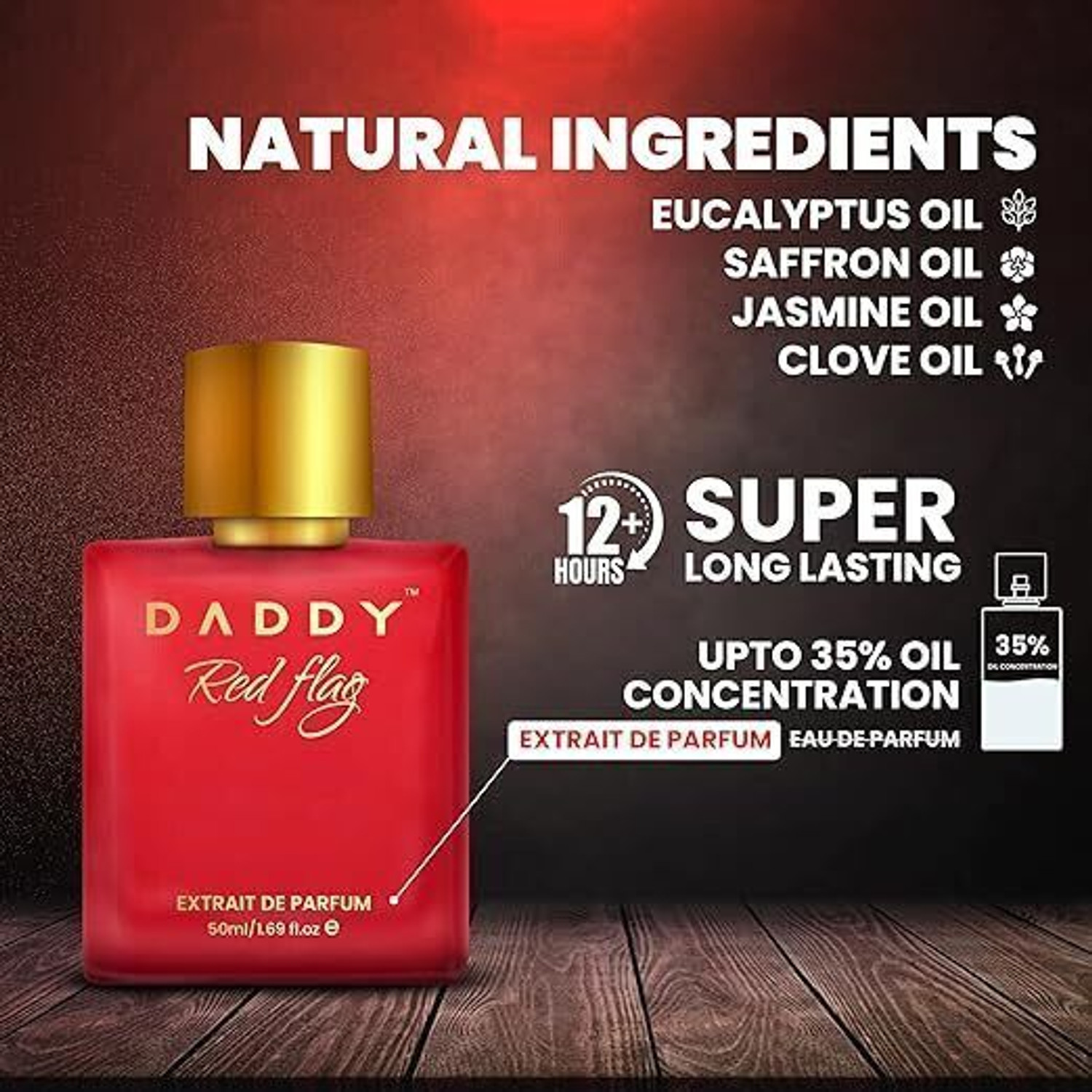 Image of DADDY Red Flag Long Lasting Perfume for Men Extrait De Parfum - 50 ml (For Men)