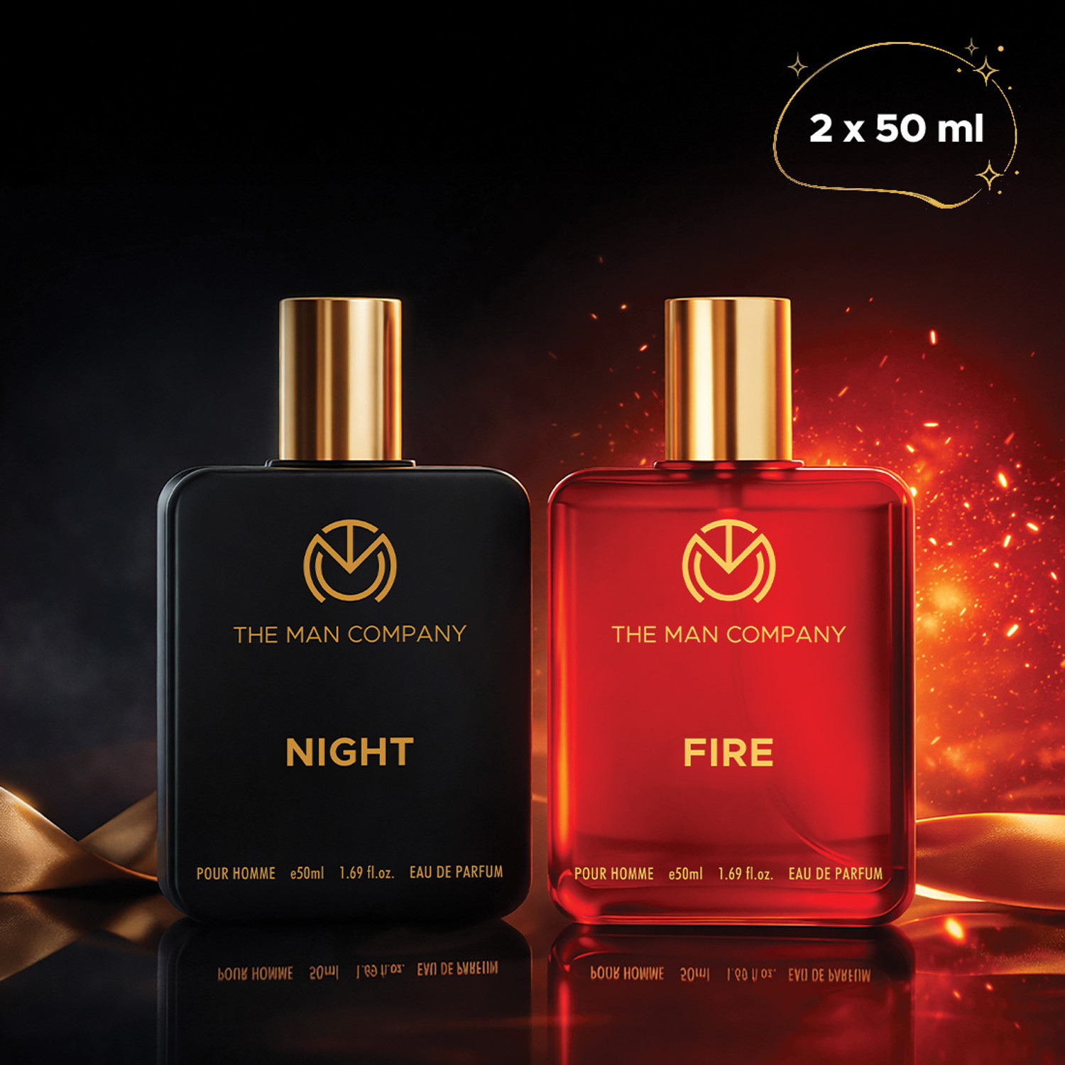 THE MAN COMPANY Fire & Night Perfume Combo | Long-Lasting Fragrance | Day Outing & Date Night Eau de Parfum - 100 ml (For Men) - Image 1