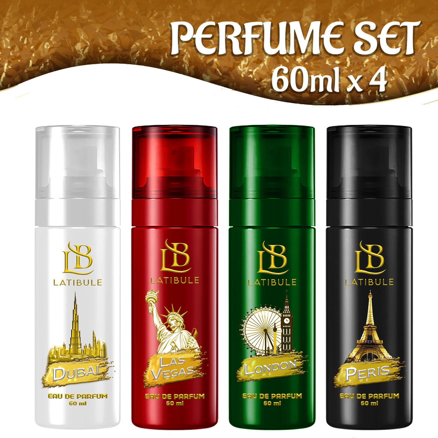 Image of Latibule Collection Good Morning Lasvegas+Dubai+Peris+London Combo Perfume Body Spray - For Men & Women (240 ml, Pack of 4)