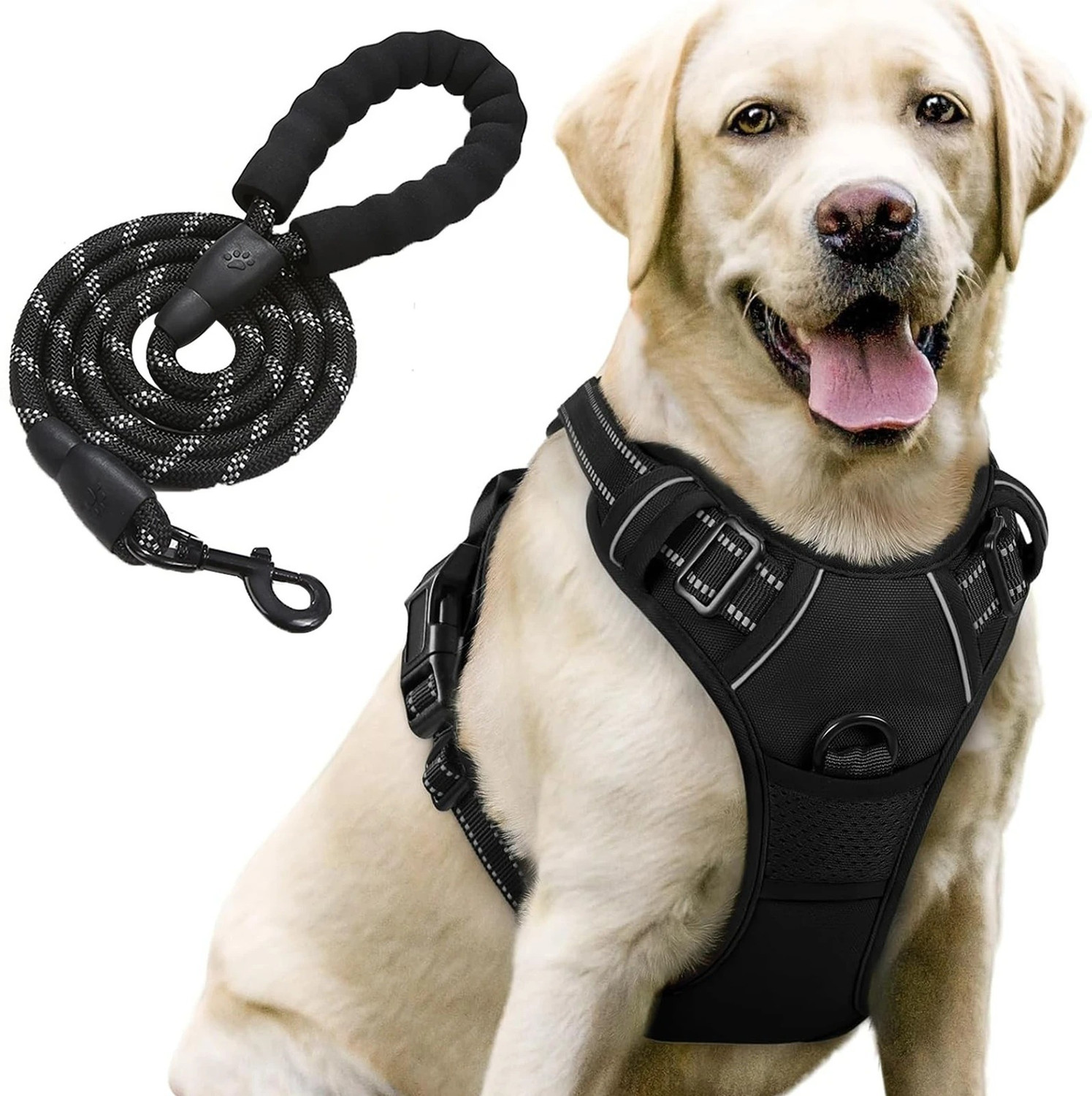 Image of Cocker Tactical Harness For Dogs Dog Safety Harness (Medium, Black)