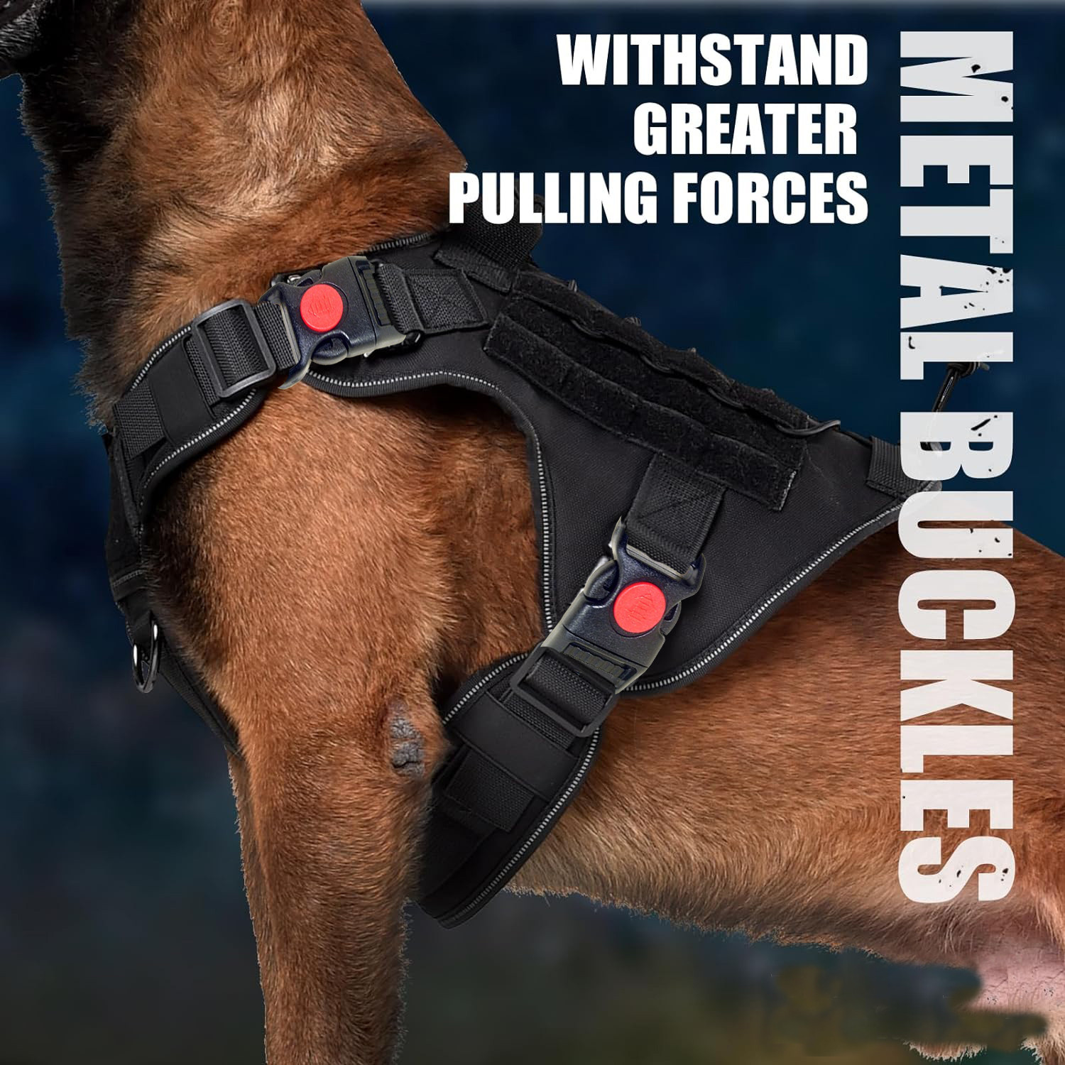 Image of Cocker Tactical Harness For Dogs Dog Safety Harness (Medium, Black)