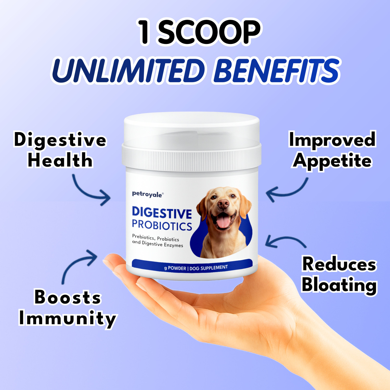 Image of Petroyale Digestive Probiotics Supplement Improves Gut Health & Indigestion Pet Health Supplements (100 g)