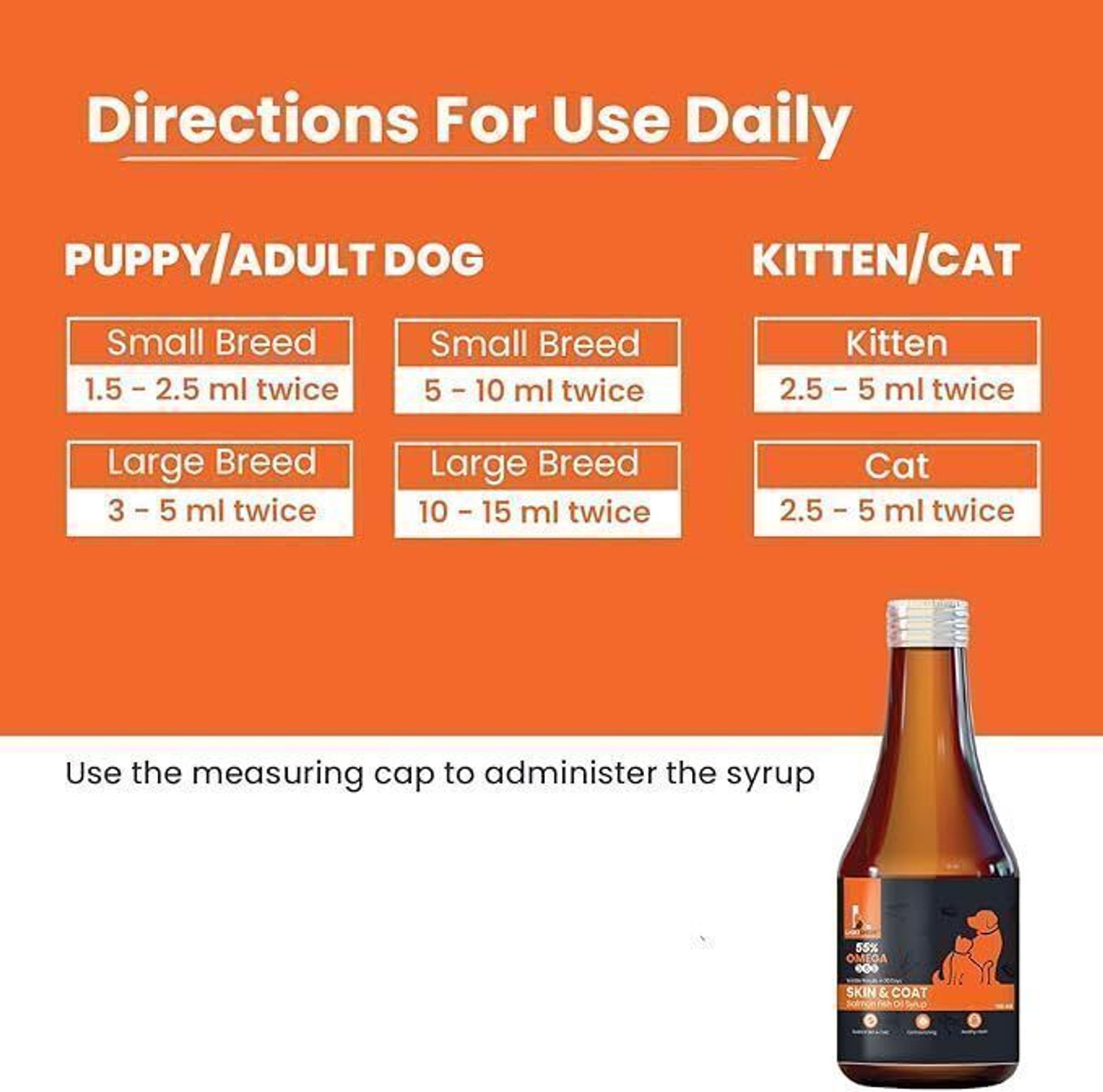 Image of LICKICIOUS Skin & Coat Syrup for Dogs & Cats, Salmon Fish Oil, Omega 3 6 9 Pet Health Supplements (100 ml)
