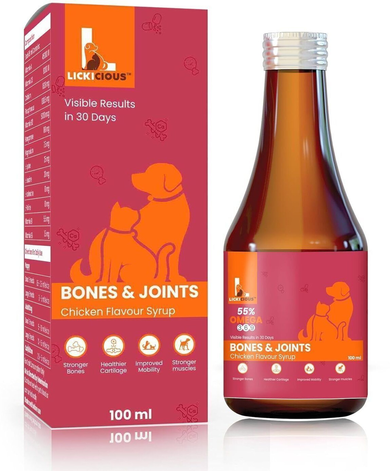 Image of LICKICIOUS Skin & Coat Syrup for Dogs & Cats, Salmon Fish Oil, Omega 3 6 9 Pet Health Supplements (100 ml)