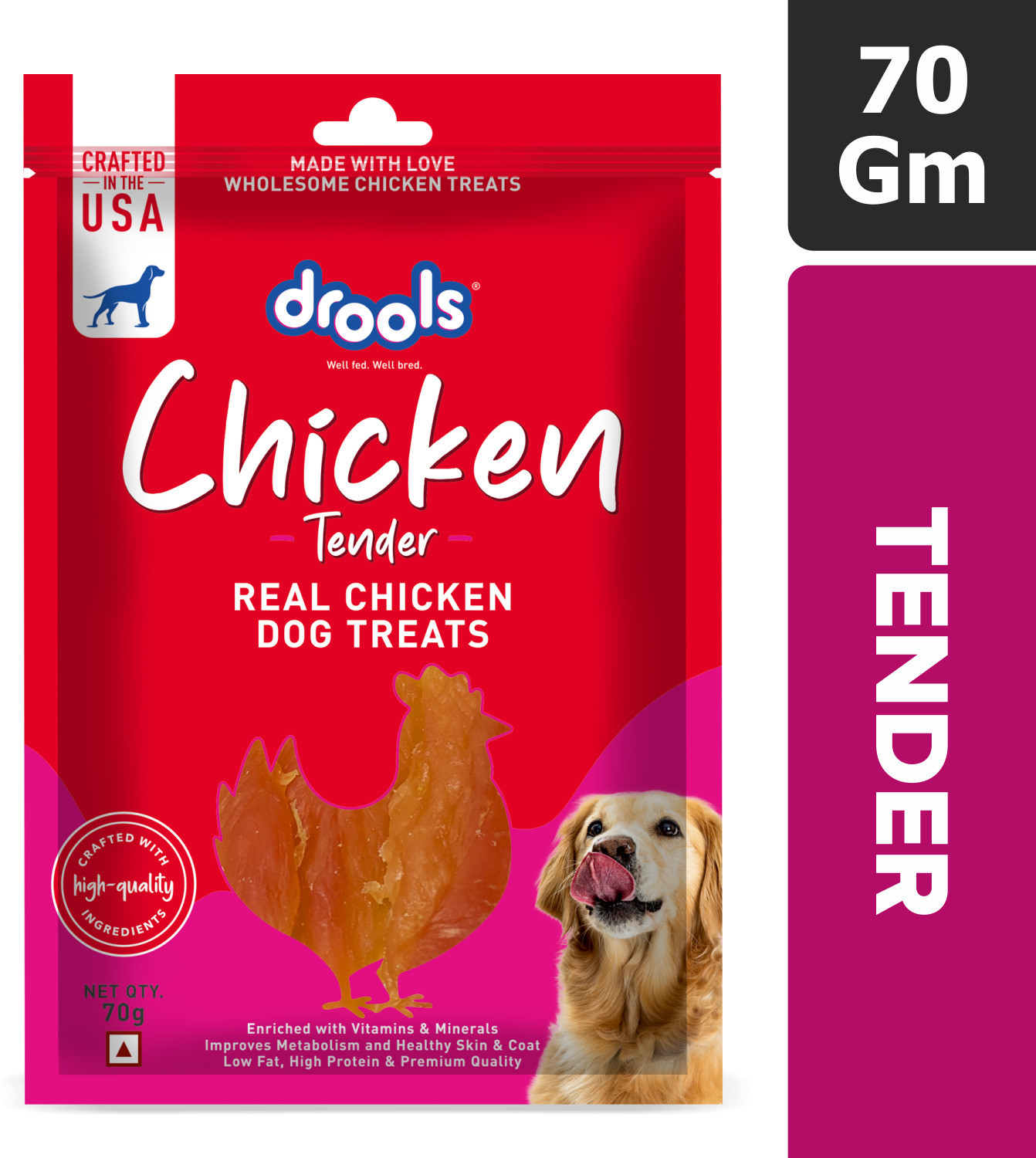 Image of Drools Roast Strips Chicken Dog Treat (70 g) Chicken 0.7 kg Dry Adult, Senior Dog Food