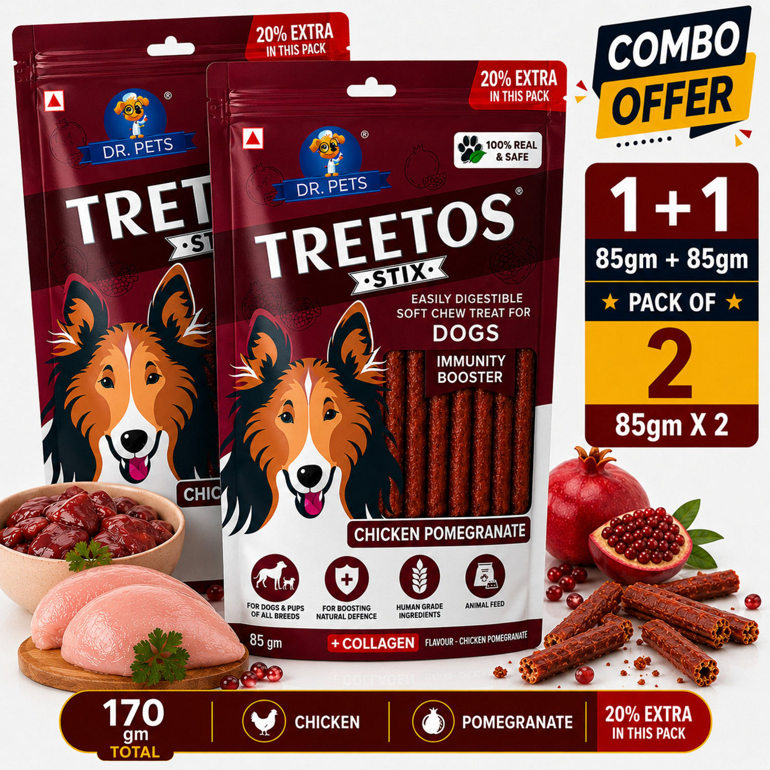 Image of HIMALAYA Healthy Dog Treats for Puppy with Chicken I Supports Digestion & Immunity Chicken Dog Treat (1 kg)