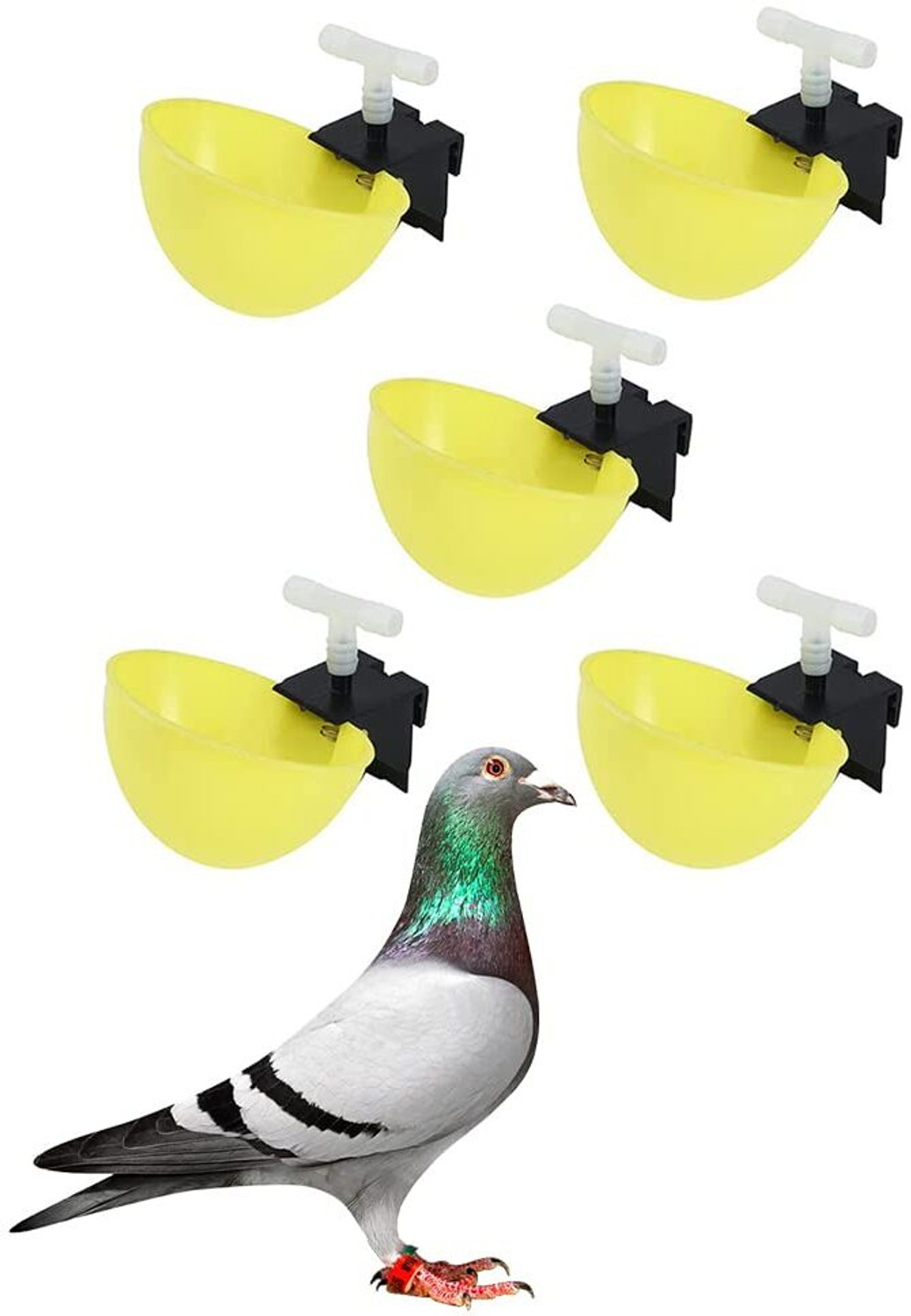 Image of Cj farms and agritech Automatic Bird Water Drinker (Pack of 5) Window Bird Feeder (Yellow)