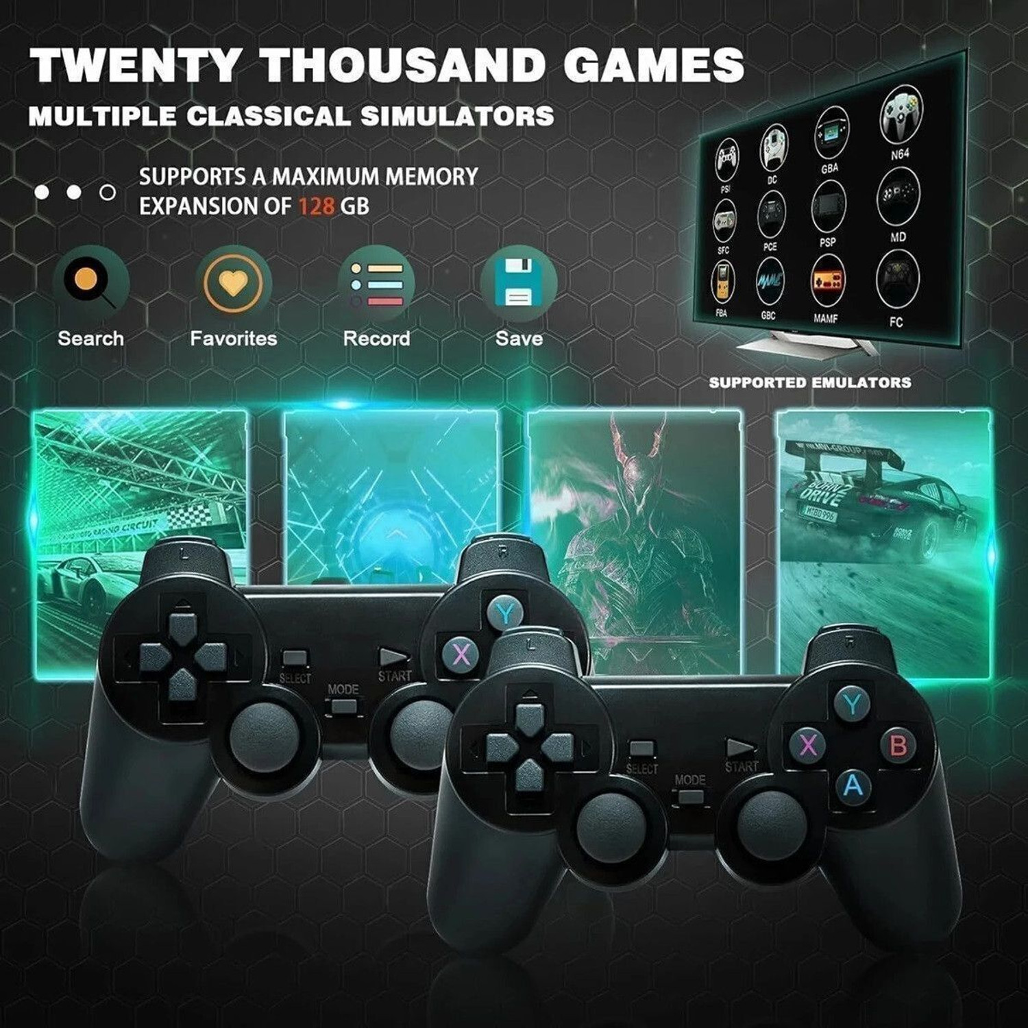 Image of HGWORLD M8 Retro Game Stick Console with 2.4G Dual 2 Player Video Games For TV Wireless Gamepad Gaming Console for TV Video Game for Kids (Best Gift & Fun) All Ages 64 GB with 9+ Emulator,Full HDMI Output, TV Game Set, Sup Game Box , Mini Video Game Hand TV (Black Color Loved by Fans of Console Gaming PS2 PlayStation 2 , PS3 PlayStation 3, PS4 PlayStation 4, Mini PlayStation 5 PS5,PS1,PSP,PVP,PS VITA, Xbox, Nintendo Switch 2) (In-built with 25000+Videogame like Contra Force, Battle City) (Kage,Mario Game Box Remote Hand Video Game for Kids, for Others)