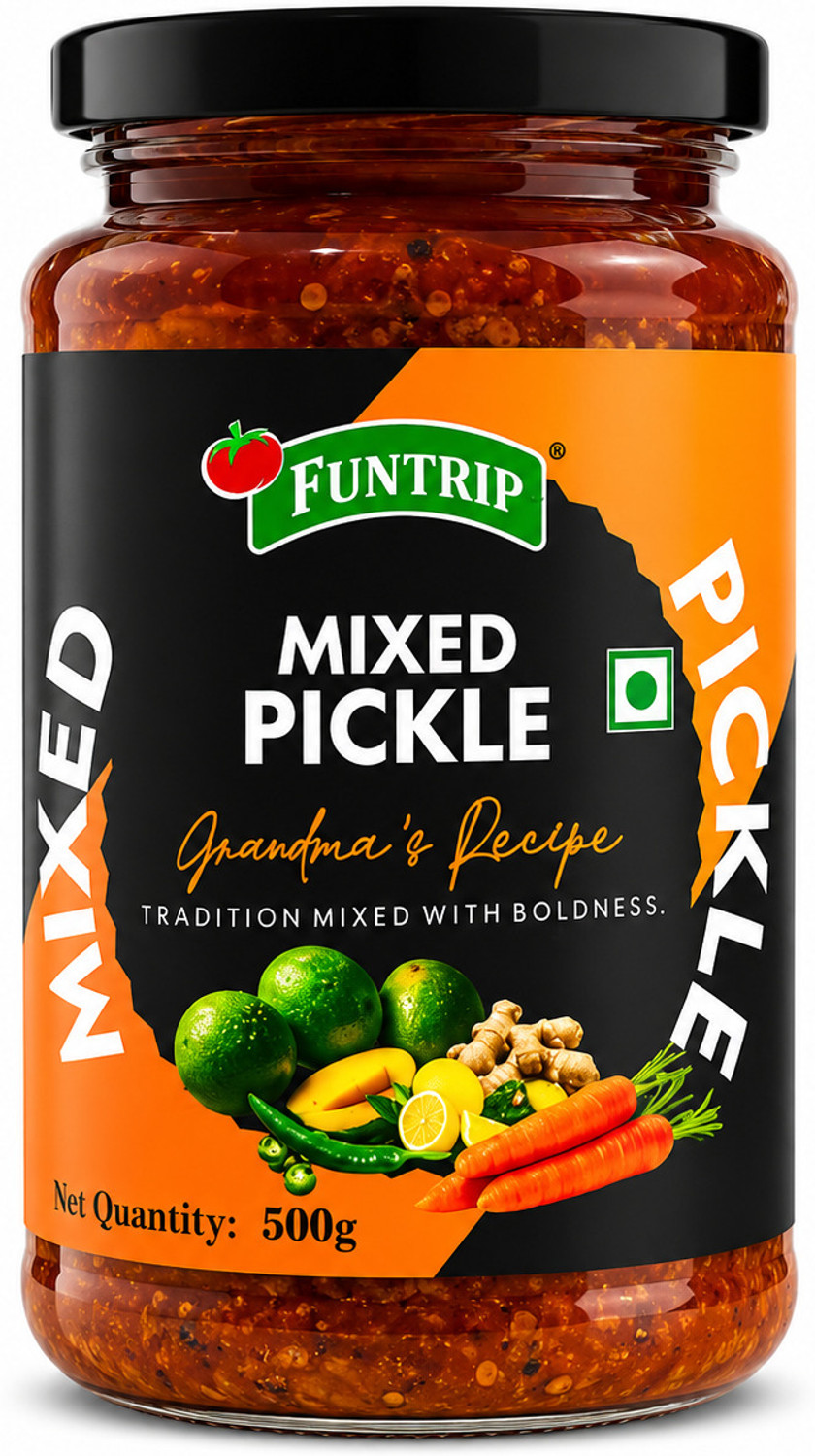 Image of KITCHEN QUEEN NITA MEHTA Mixed Pickle | Made with Organic & Pure Mixed Vegetables & Oil Mixed Pickle (400 g)