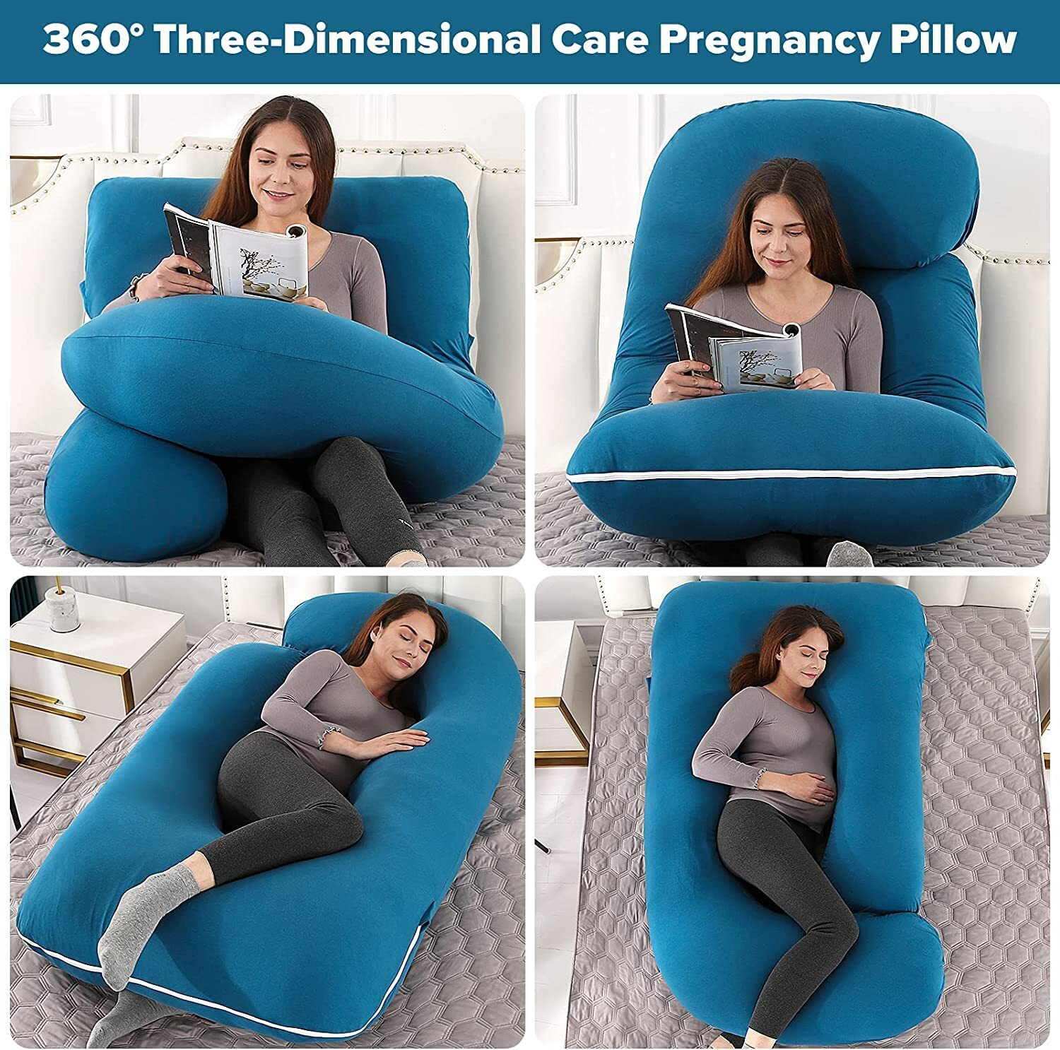 Image of Redrose Microfibre Pregnancy Pillow Pack of 1 Solid PP PILLOW (Blue)