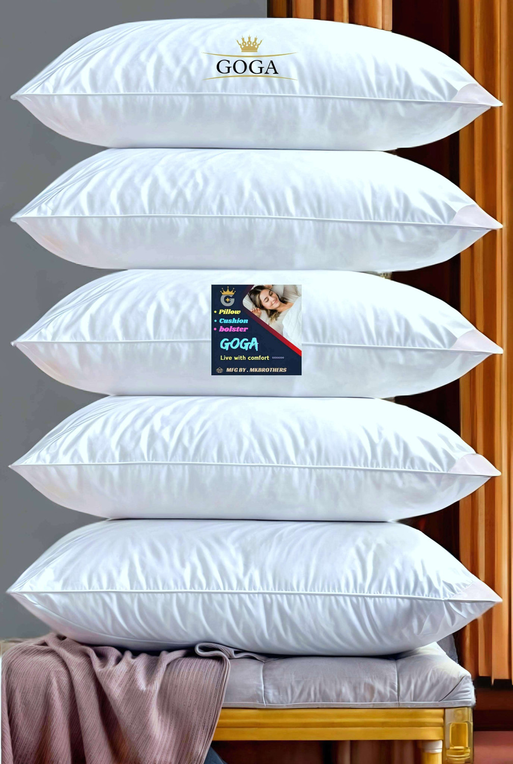 Image of GOGA Cotton Sleeping Pillow Pack of 4 Solid LUXURY (White)
