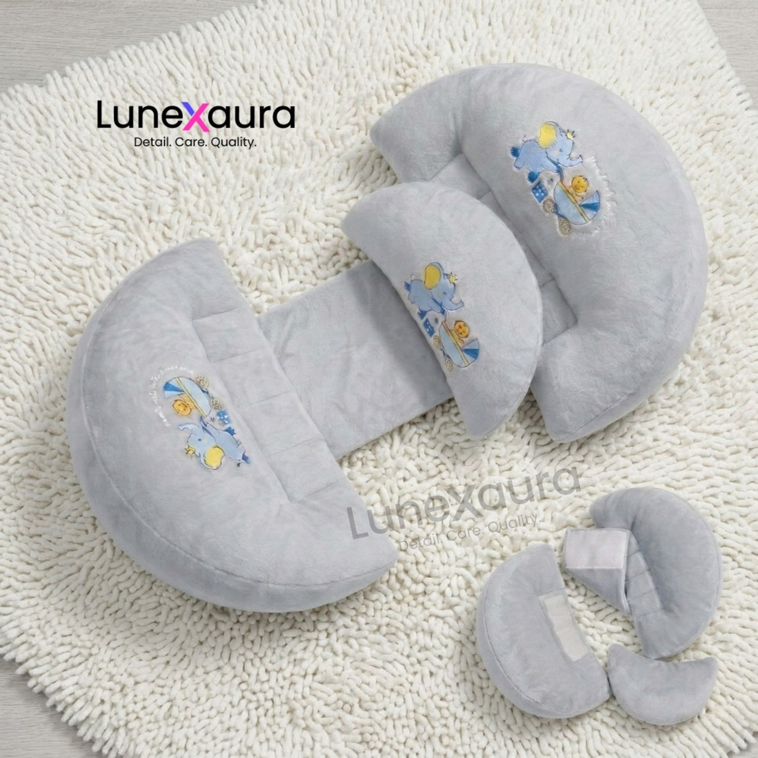 Image of Redrose Microfibre Pregnancy Pillow Pack of 1 Solid PP PILLOW (Blue)