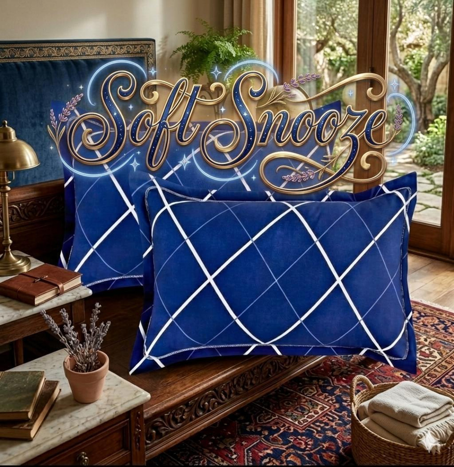 Image of SOFT SNOOZE Microfibre Sleeping Pillow Pack of 3 Solid Luxury (Blue)