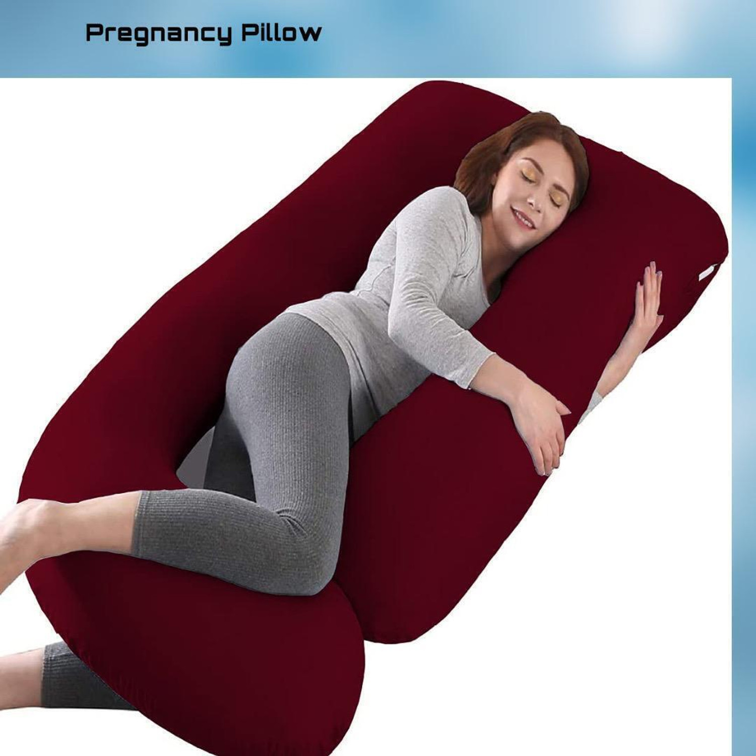 Image of MY ARMOR Microfibre Pregnancy Pillow Pack of 1 Solid (Grey)