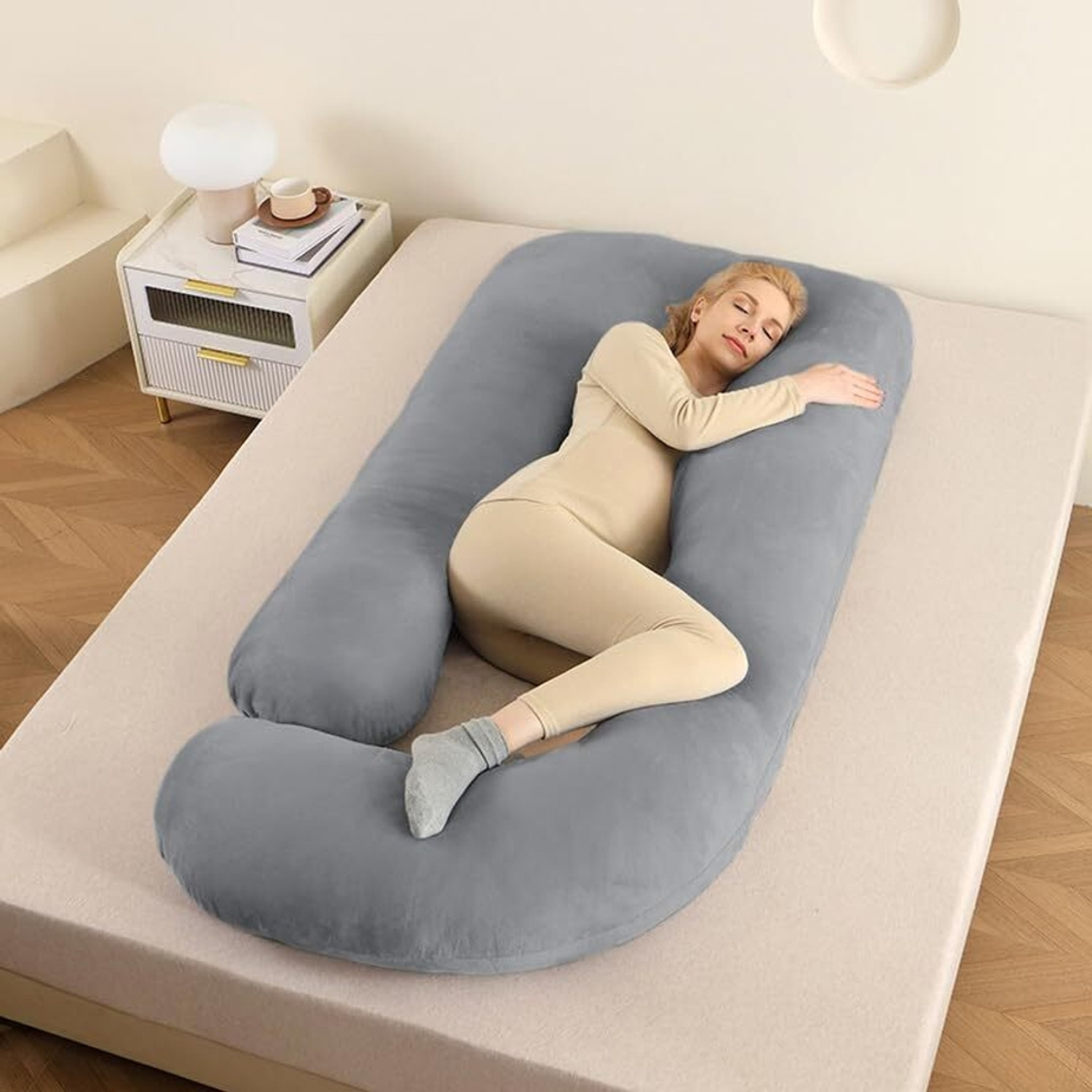 Image of Redrose Microfibre Pregnancy Pillow Pack of 1 Solid PP PILLOW (Blue)