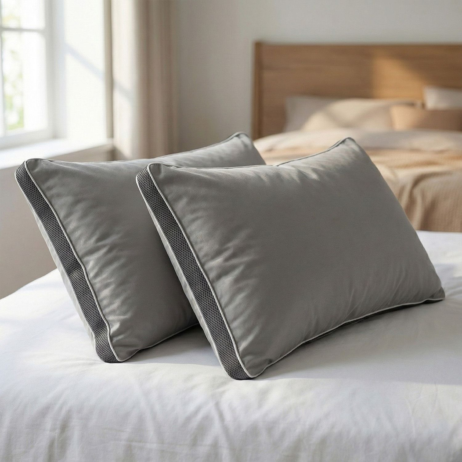 Image of VLYSIUM Polyester Fibre Cushion Pack of 5 Solid 24x24 inch big size cushion for sofa pillow set of 3 (60 cm*60 cm) (Grey)