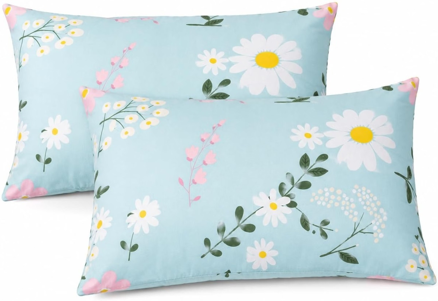 Image of Todplay Cotton Orthopaedic Pillow Pack of 2 Floral (Blue)