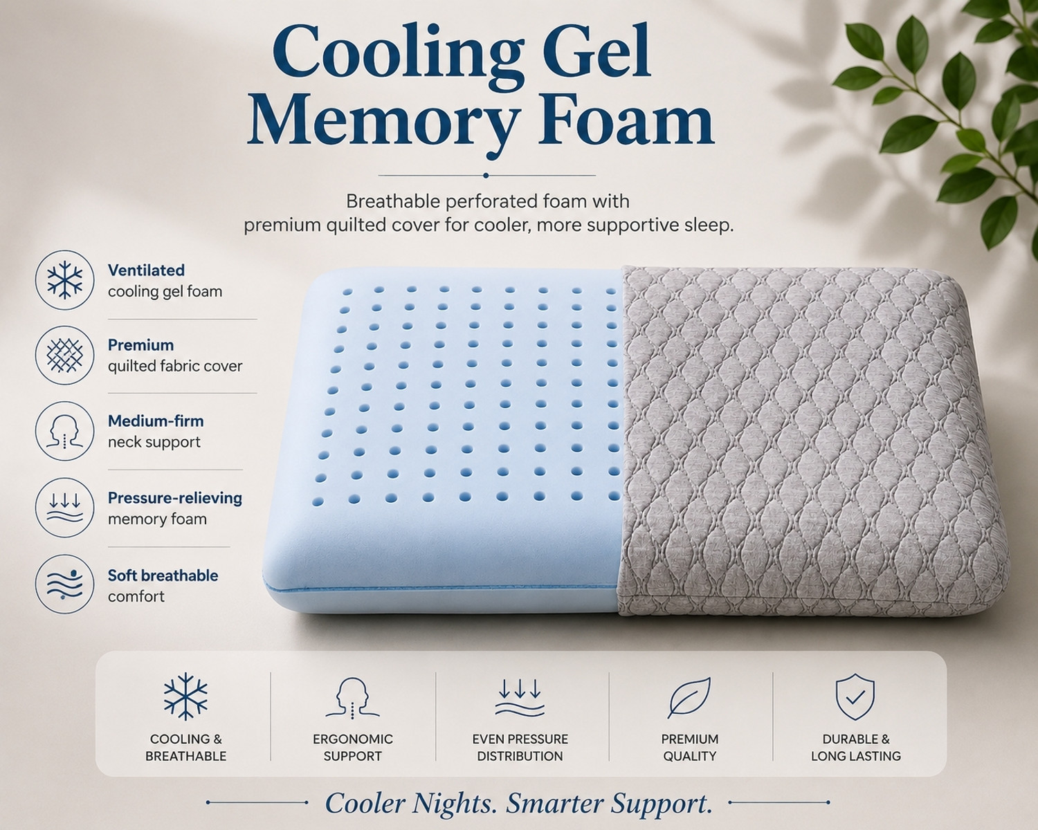 COO RIZZ Nap Time Gel Pillow for Sleeping and Neck Pain Pack of 1 - Image 1
