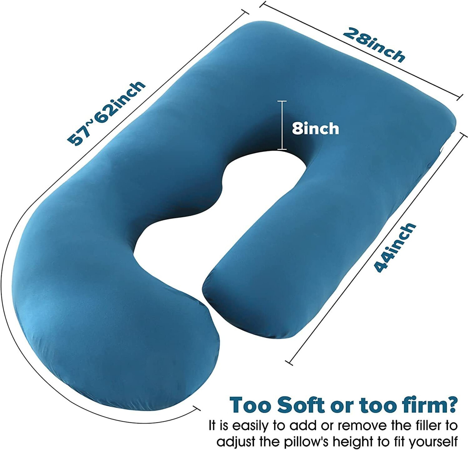 Image of Redrose Microfibre Pregnancy Pillow Pack of 1 Solid PP PILLOW (Blue)