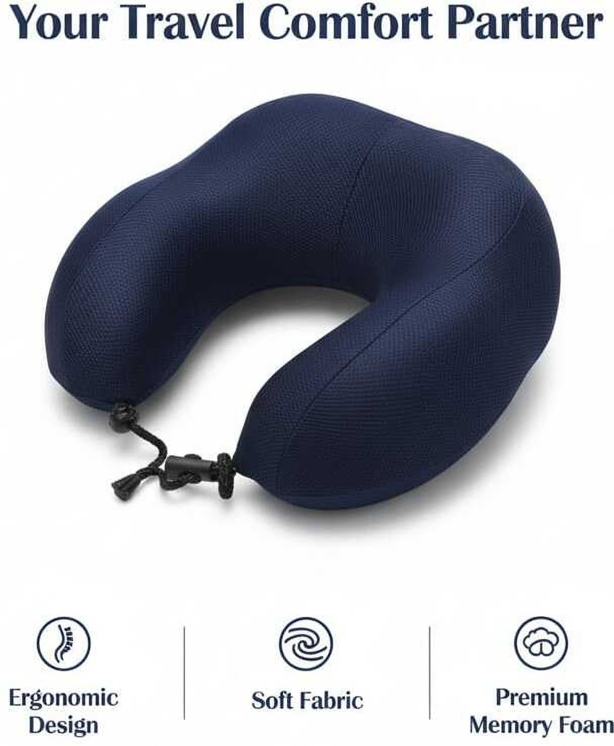Image of FRIDUP Memory Foam Travel Pillow Pack of 1 Geometric Travel Neck Pillow for ultimate Comfort (Blue)