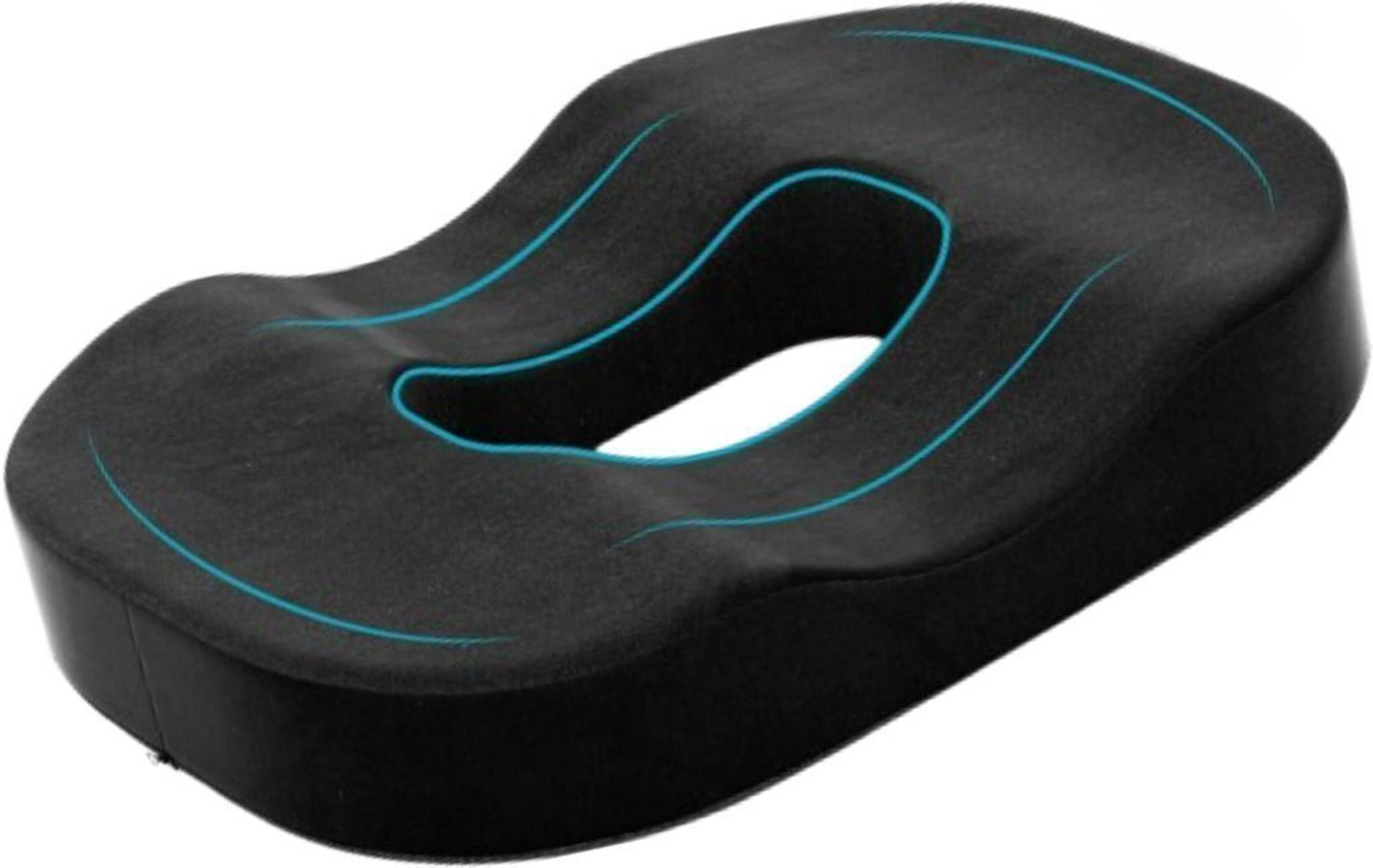 Image of FRIDUP Memory Foam Cushion Pack of 1 Geometric Orthopaedic Memory Foam Donut pillow for Seat (Black)