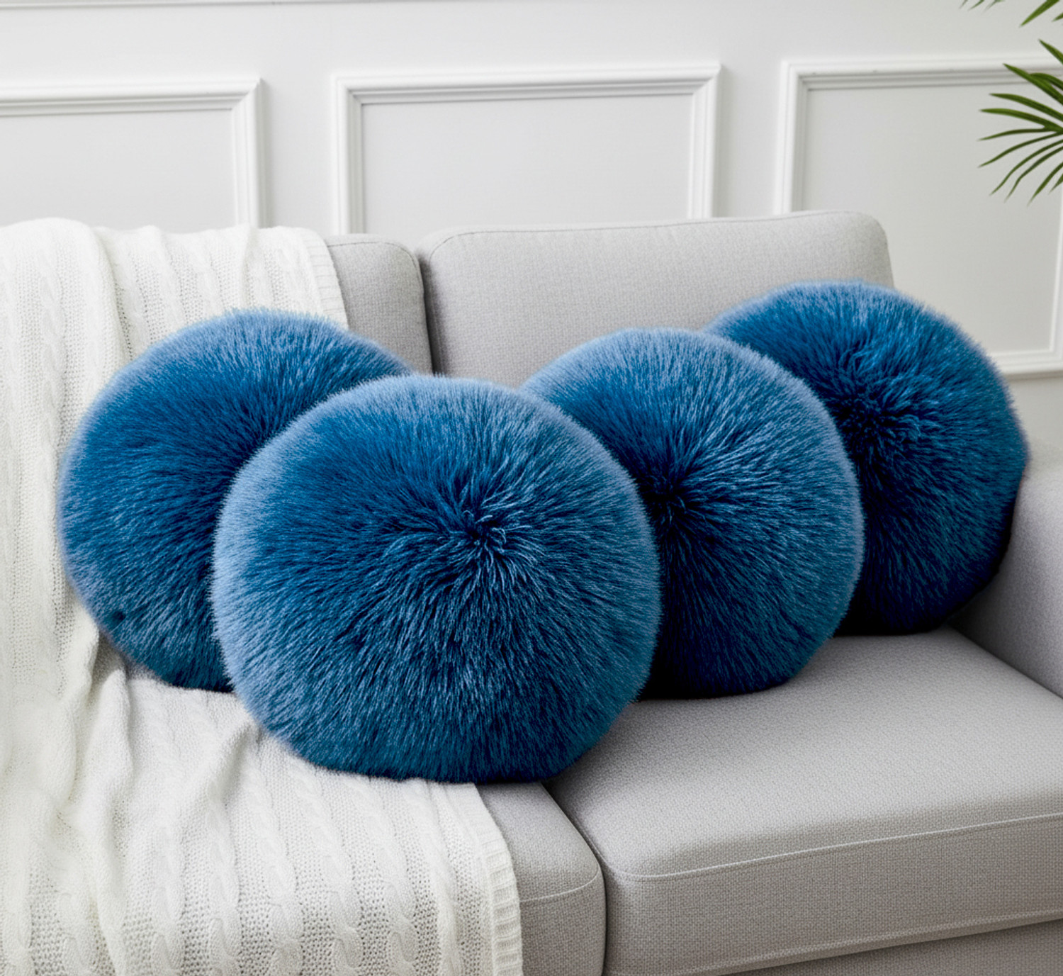 Image of PICKKART Microfibre Cushion Pack of 1 Solid (Blue)