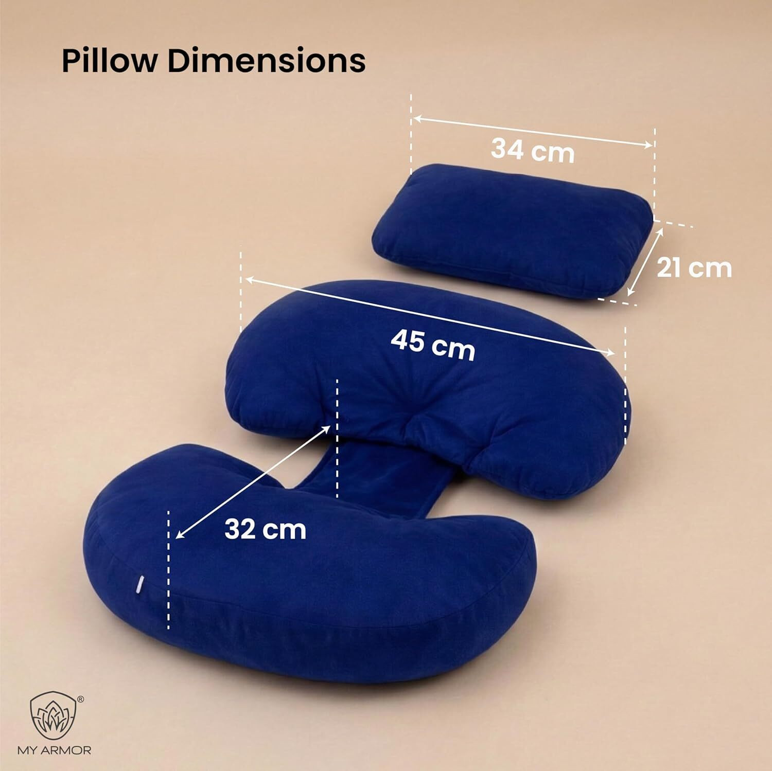 Image of MY ARMOR Microfibre Pregnancy Pillow Pack of 1 Solid Maternity Wedge Pillow Adjustable Back & Belly Support (Navy Blue)