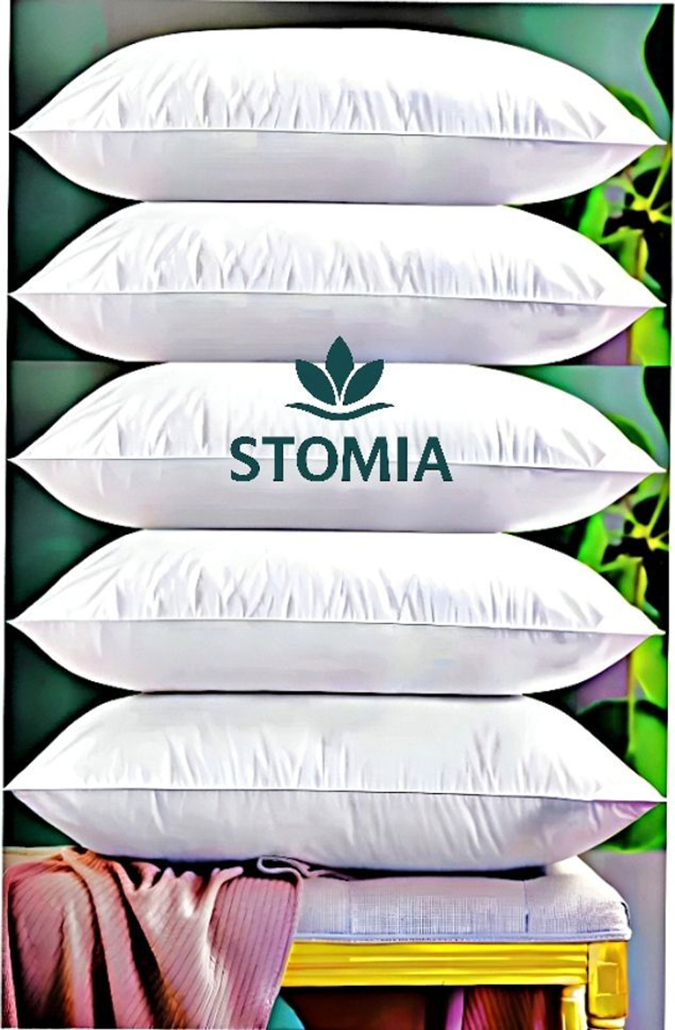 Image of Microfibre Sleeping Pillow Pack of 5 Abstract STOMIA (White)