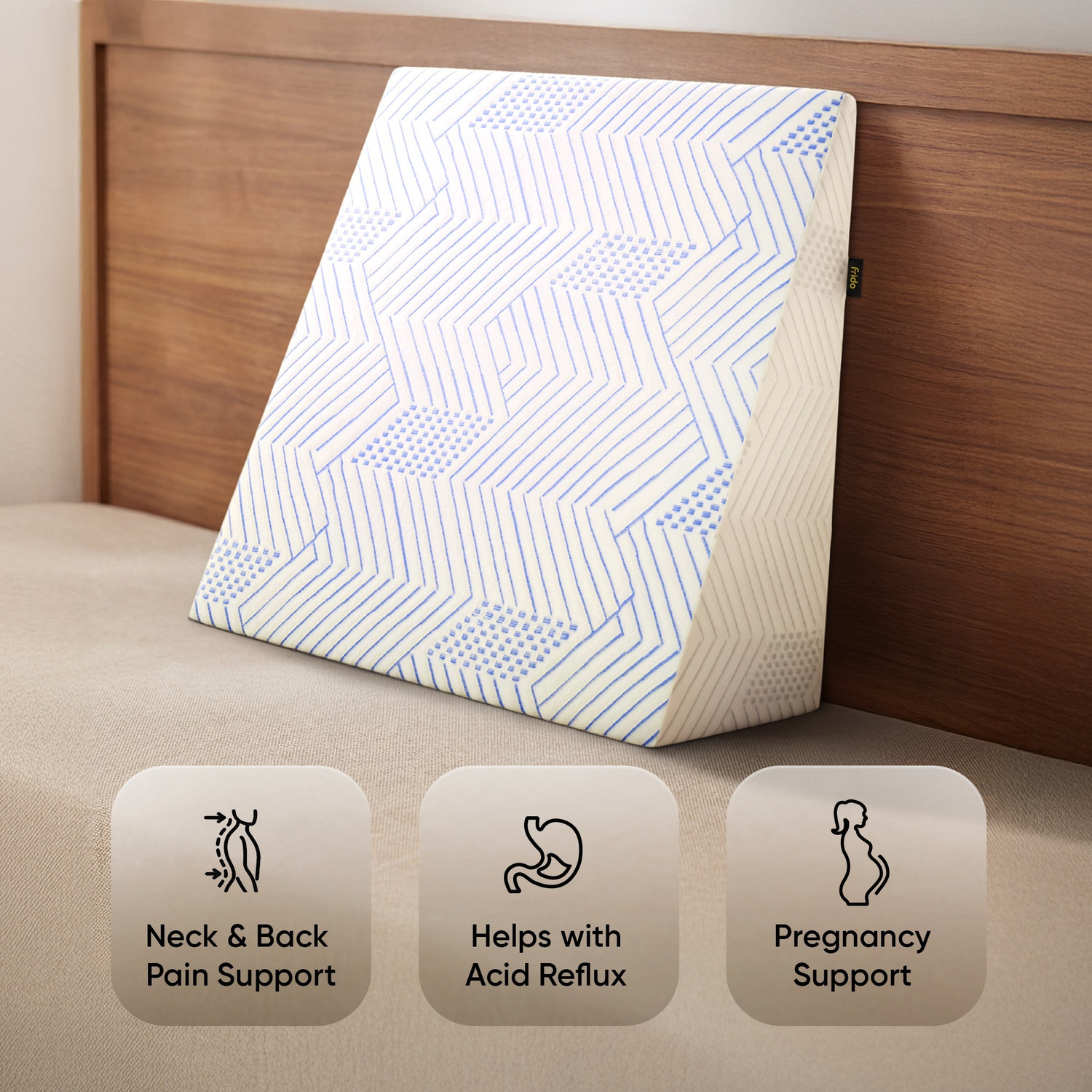 Image of MoveWell Memory Foam Lumbar Pillow Pack of 1 Nature Lumbar Support Cushion for Office Chair Car Seat & Home Use (Blue)