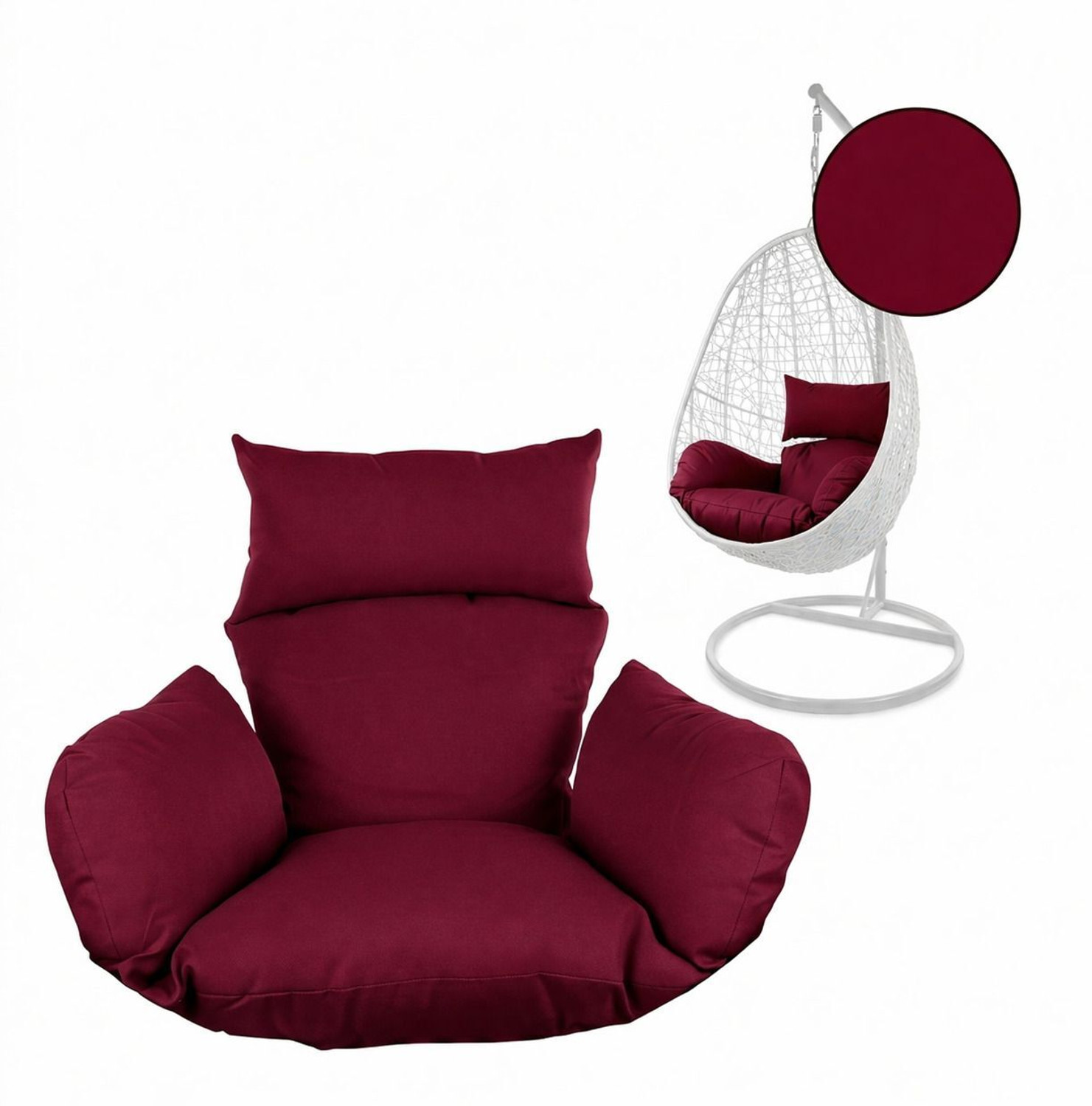 Image of FARMAISH Cotton Cushion Pack of 1 Solid Swing Chair Cushion Soft Cotton Comfortable Outdoor & Indoor Swing Cushion (Maroon)