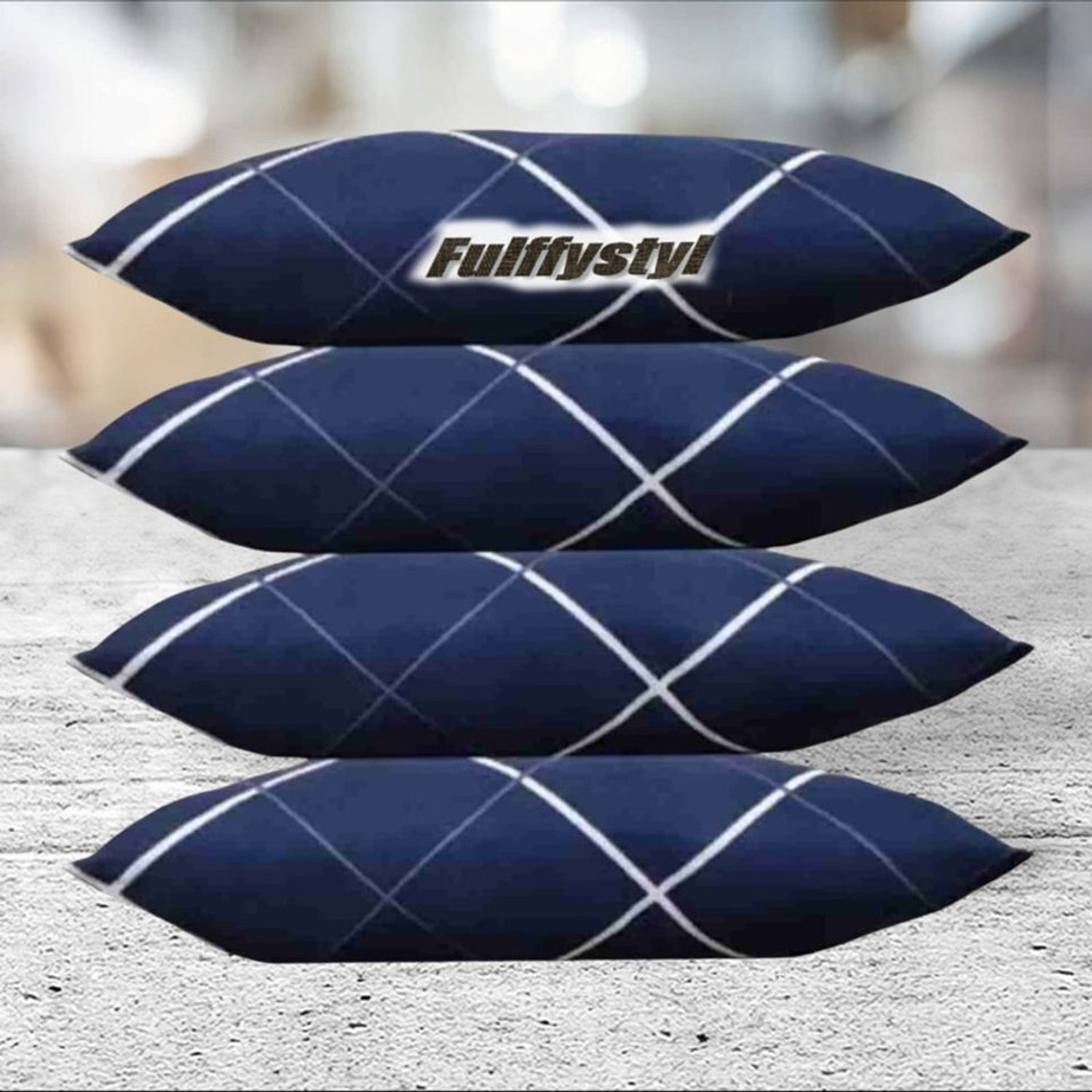 Image of fulffystyl Microfibre Sleeping Pillow Pack of 5 Printed SOFT (Blue)