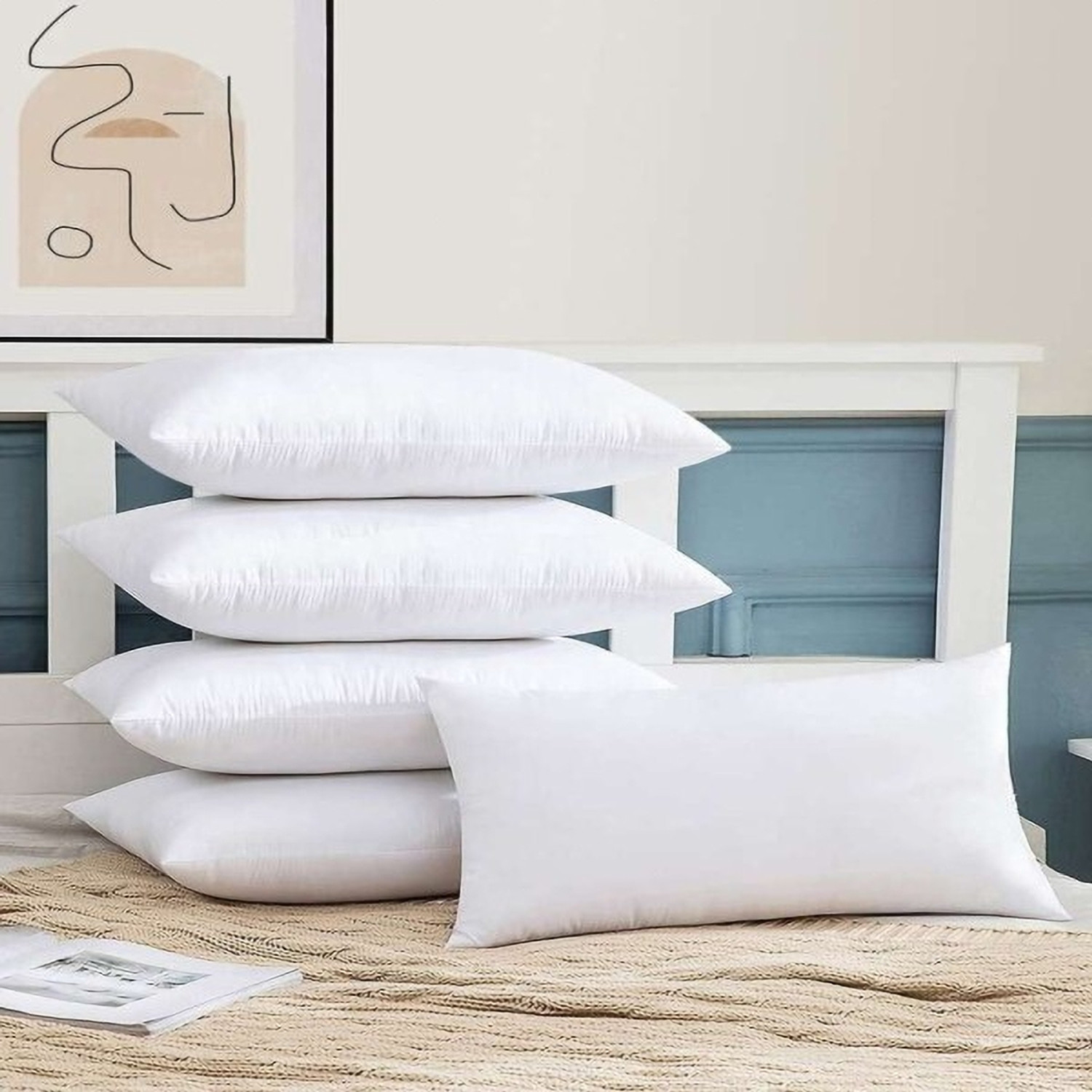 Image of MTS Enterprises Microfibre Sleeping Pillow Pack of 5 Stripes 16x16pack-5 (White)