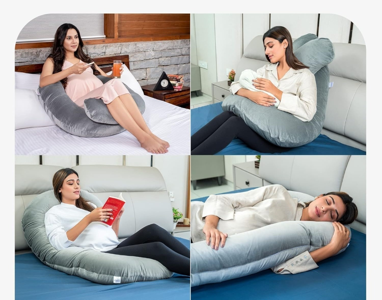 Image of MY ARMOR Microfibre Pregnancy Pillow Pack of 1 Solid Full Body G Shaped Pregnancy Pillow for Maternity, Velvet Outer Cover with Zip, (Maroon)