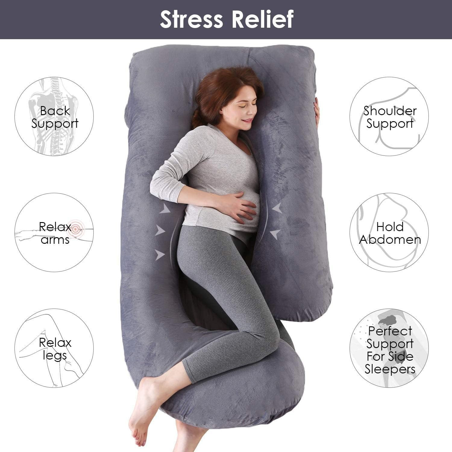 Image of MY ARMOR Microfibre Pregnancy Pillow Pack of 1 Solid (Grey)