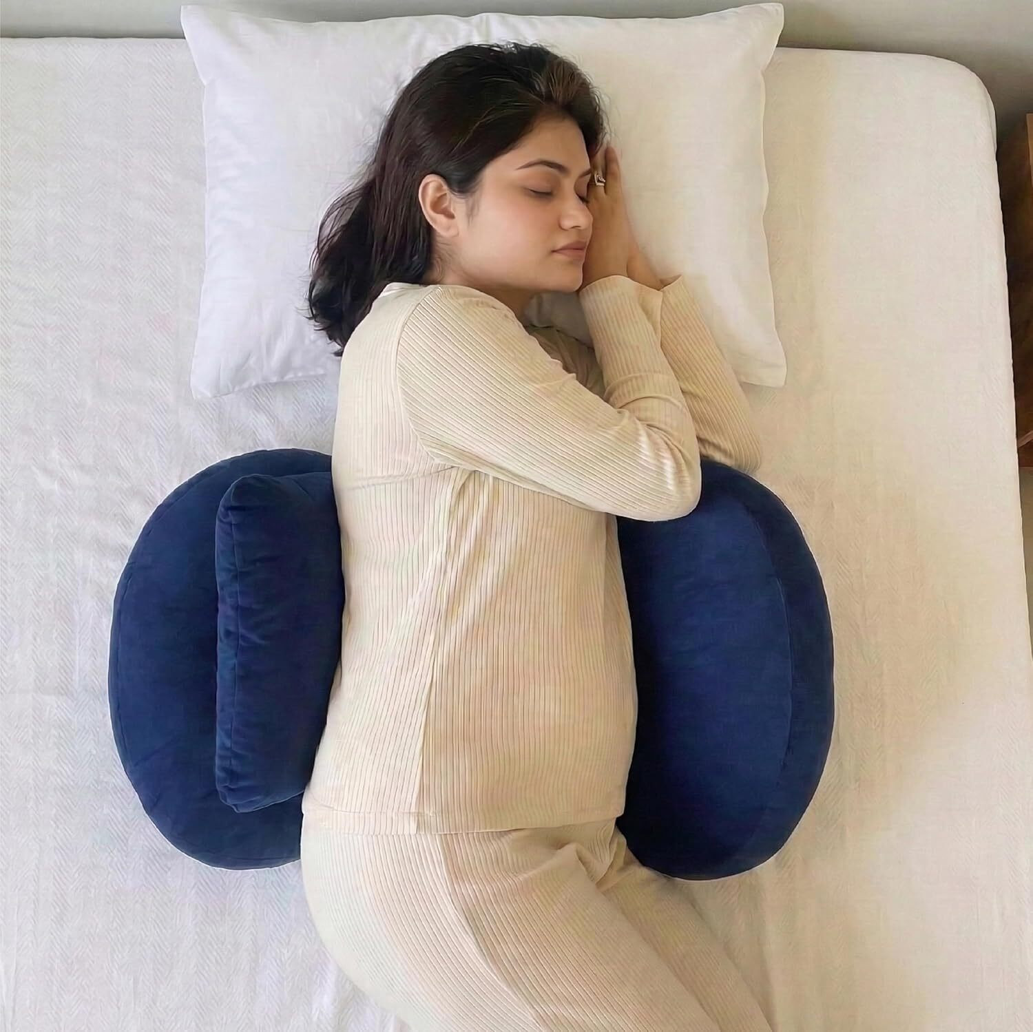 Image of MY ARMOR Microfibre Pregnancy Pillow Pack of 1 Solid Maternity Wedge Pillow Adjustable Back & Belly Support (Navy Blue)