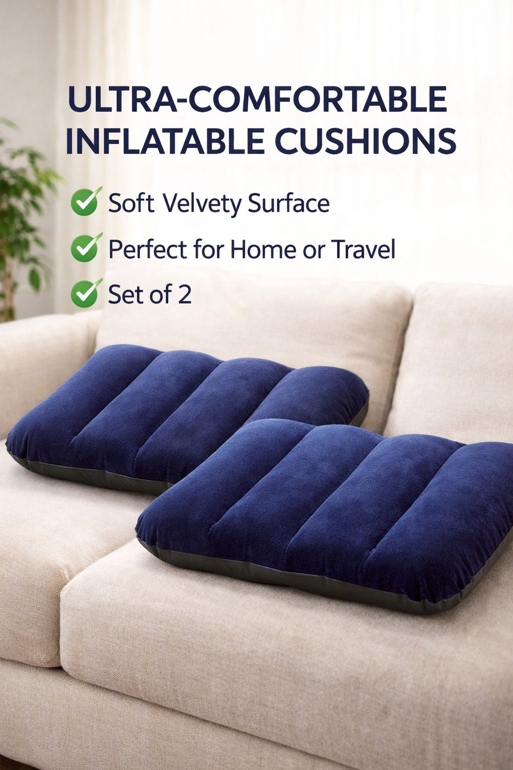 Image of ZWAAN Air Travel Pillow Pack of 4 Solid (Blue)