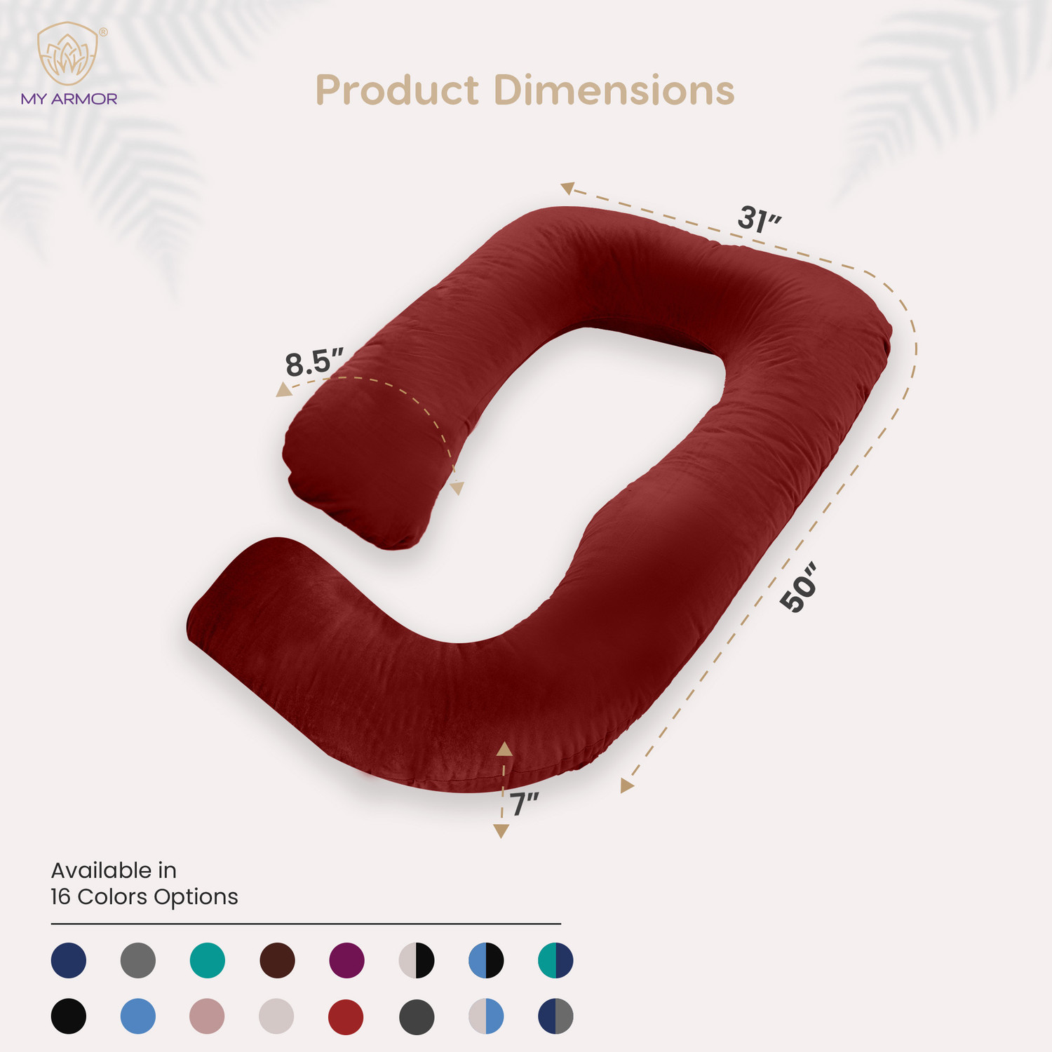 Image of MY ARMOR Microfibre Pregnancy Pillow Pack of 1 Solid Full Body G Shaped Pregnancy Pillow for Maternity, Velvet Outer Cover with Zip, (Maroon)