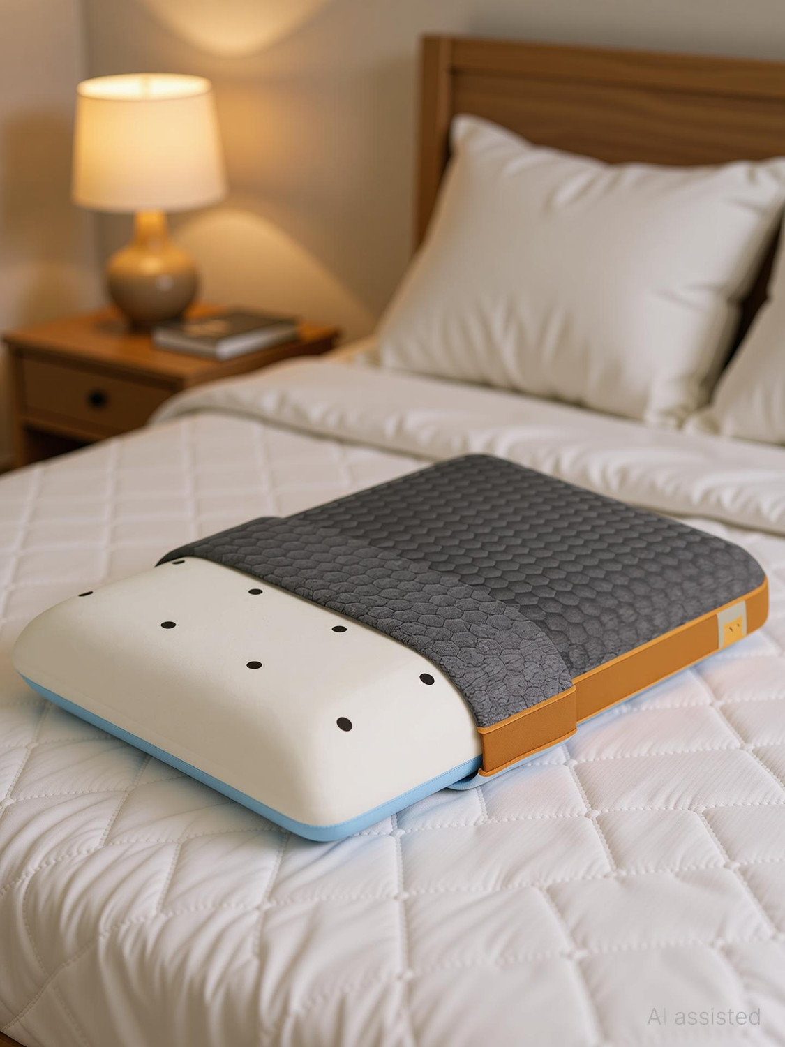 Image of Frido Memory Foam Orthopaedic Pillow Pack of 1 Solid Ultimate Ultra Slim Deep Sleep King Size 2 Inch Pillow for Neck & Shoulder Pain (White)
