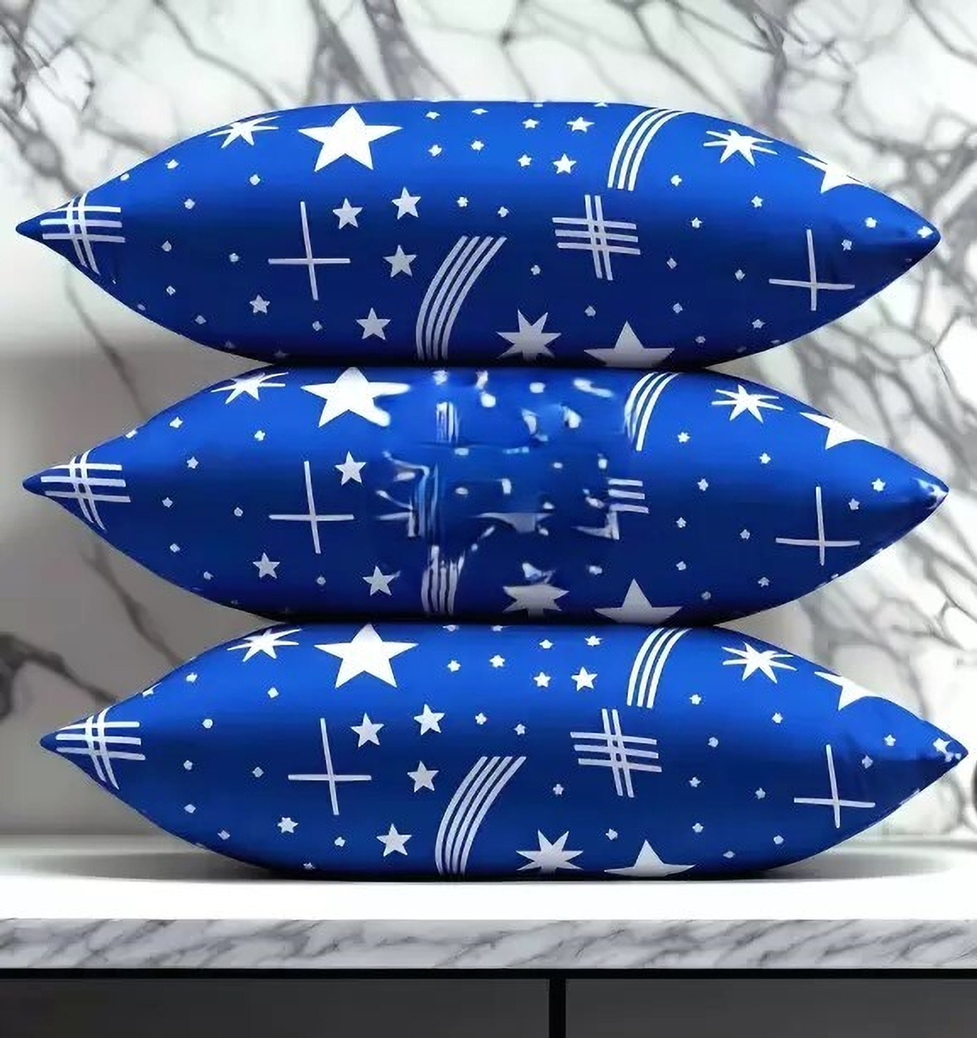 Image of fulffystyl Microfibre Sleeping Pillow Pack of 5 Printed SOFT (Blue)