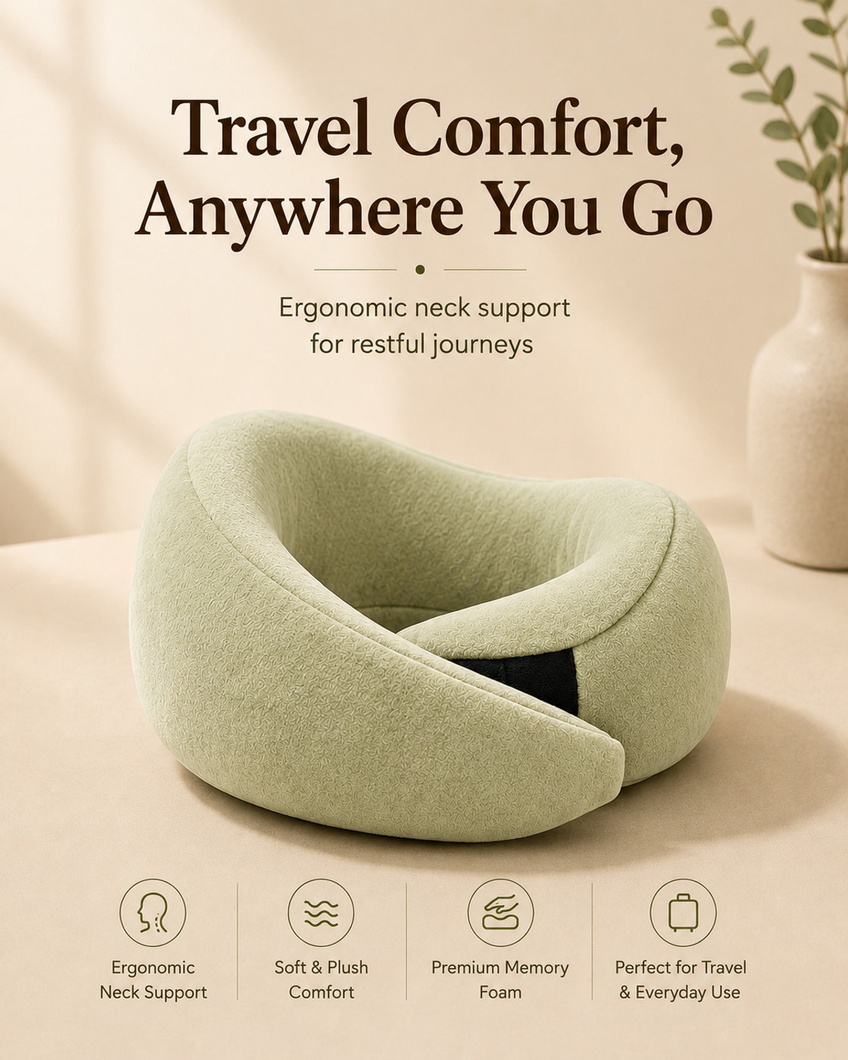 Image of FRIDUP Memory Foam Travel Pillow Pack of 1 Geometric Travel Neck Pillow for ultimate Comfort (Blue)