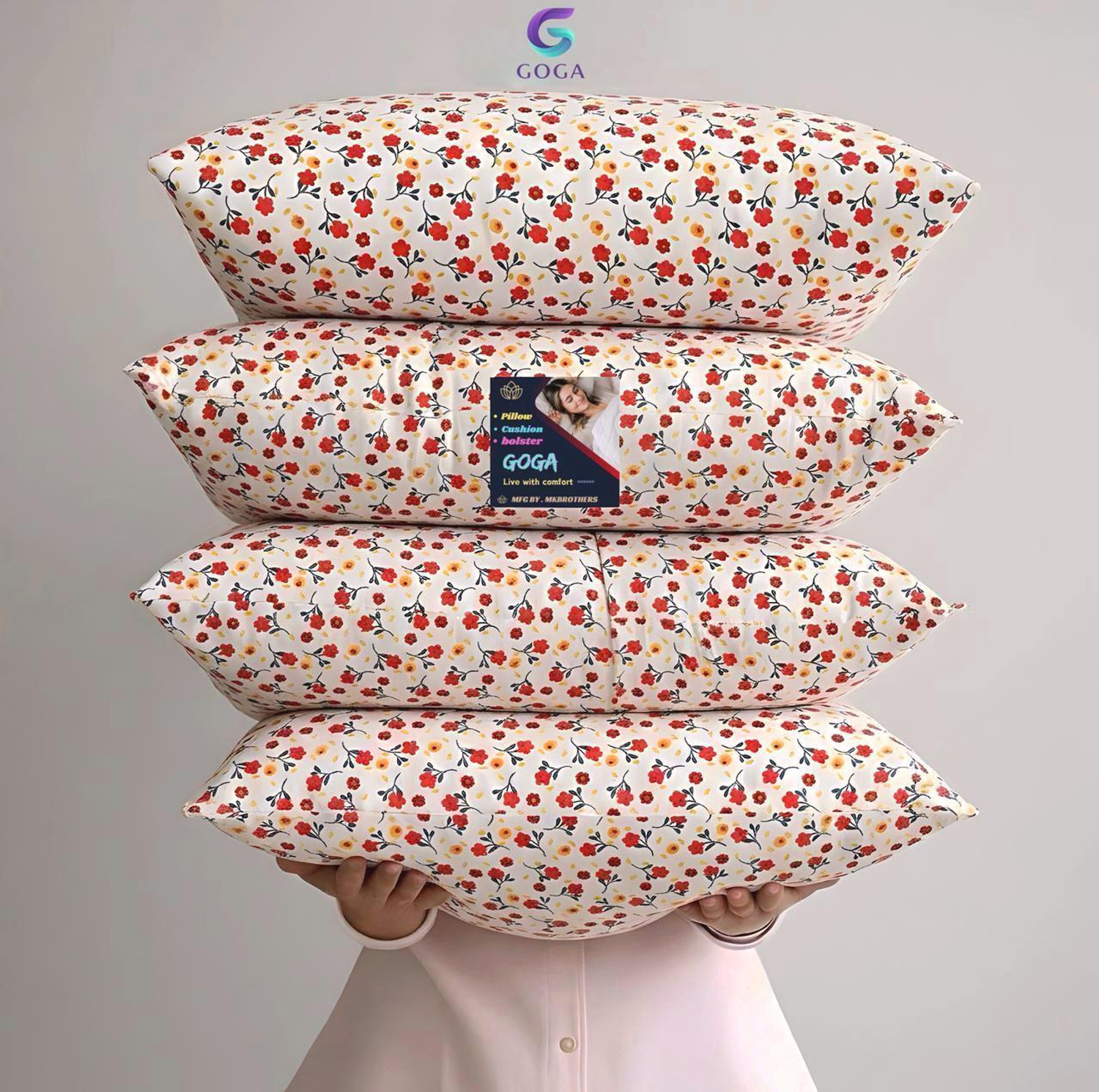 Image of GOGA Cotton Sleeping Pillow Pack of 4 Solid LUXURY (White)