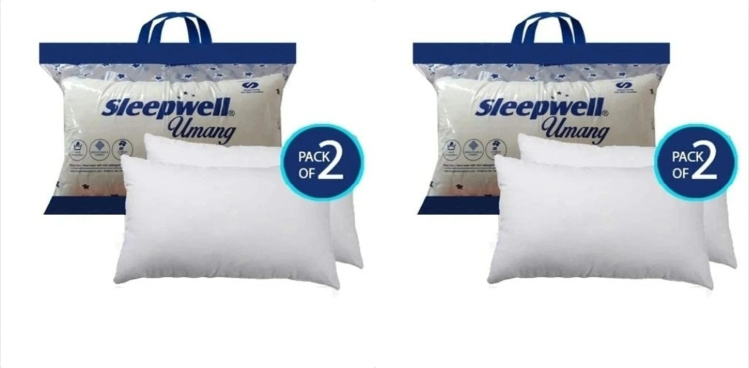 Image of Sleepwell Microfibre Sleeping Pillow Pack of 4 Solid (White)