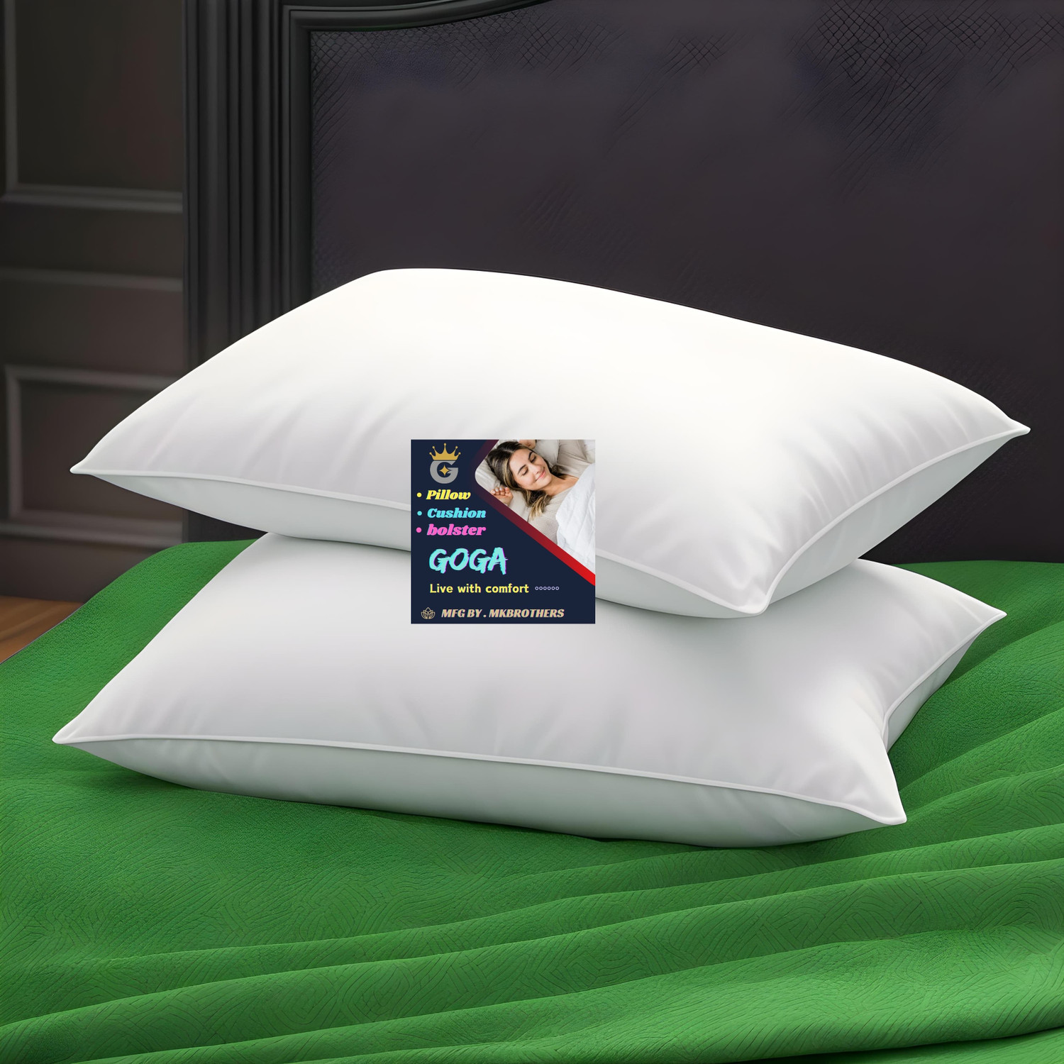 Image of GOGA Cotton Sleeping Pillow Pack of 4 Solid LUXURY (White)