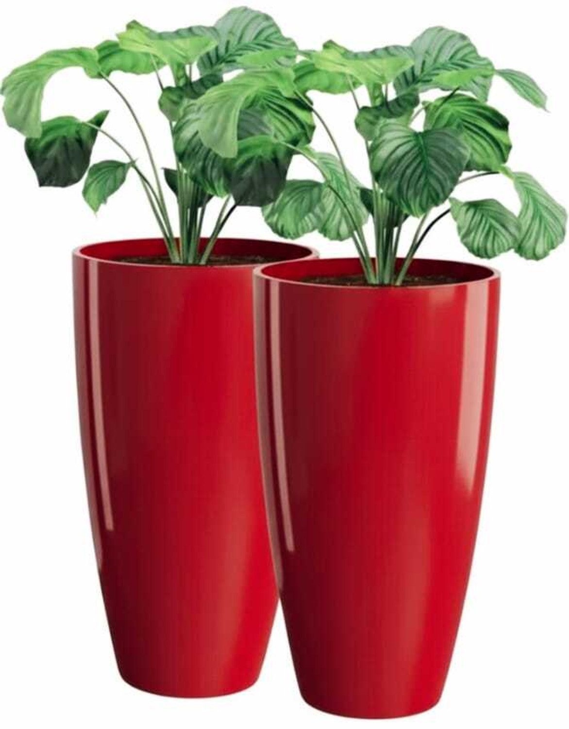 Image of UBBISKART HOUSEWARE Plastic Tower Pot 14 inch Green Flower Pots for Home Office Garden Balcony Plant Container Set (Pack of 2, Plastic)