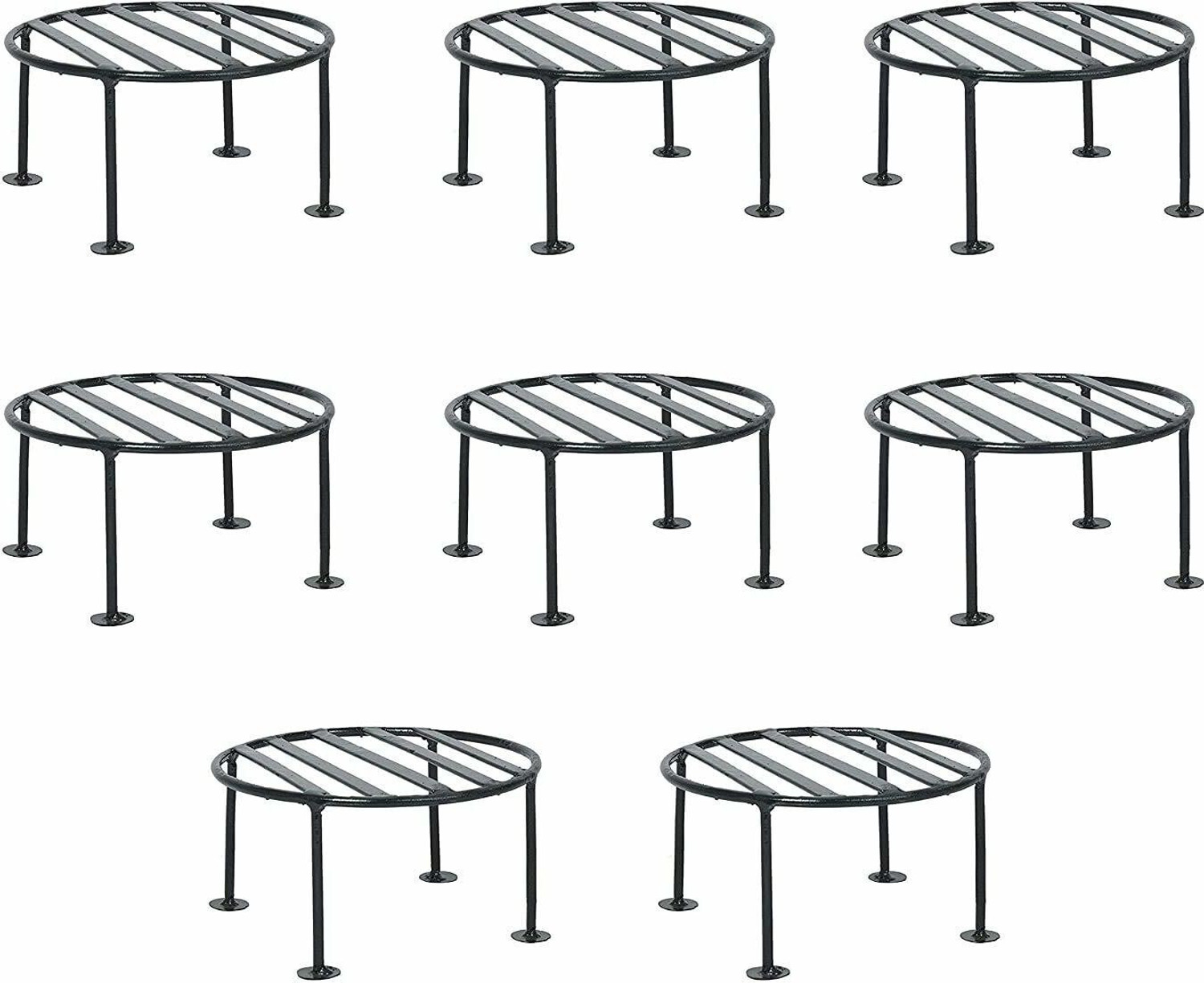 Image of WOZTI Rust Free Plant Stand, Flower Pot Stand, Balcony Pot Stand , Gamla Stand Plant Container Set (Pack of 10, Metal)