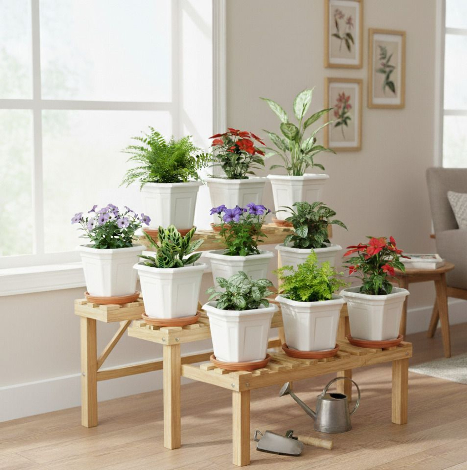 Image of Brivs White Plastic Pot for Home Garden Plant Container Set (Pack of 10, Plastic)