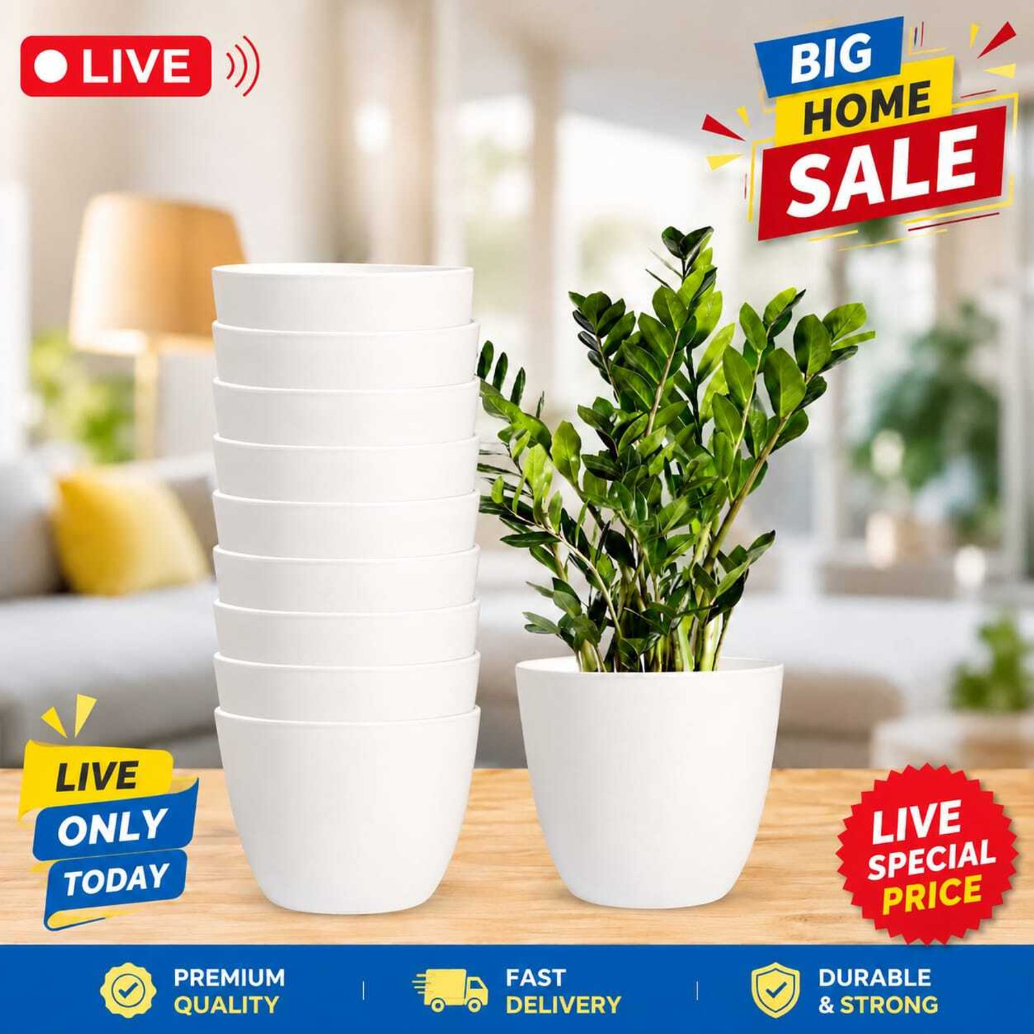 Image of UBBISKART HOUSEWARE Plastic Tower Pot 14 inch Green Flower Pots for Home Office Garden Balcony Plant Container Set (Pack of 2, Plastic)