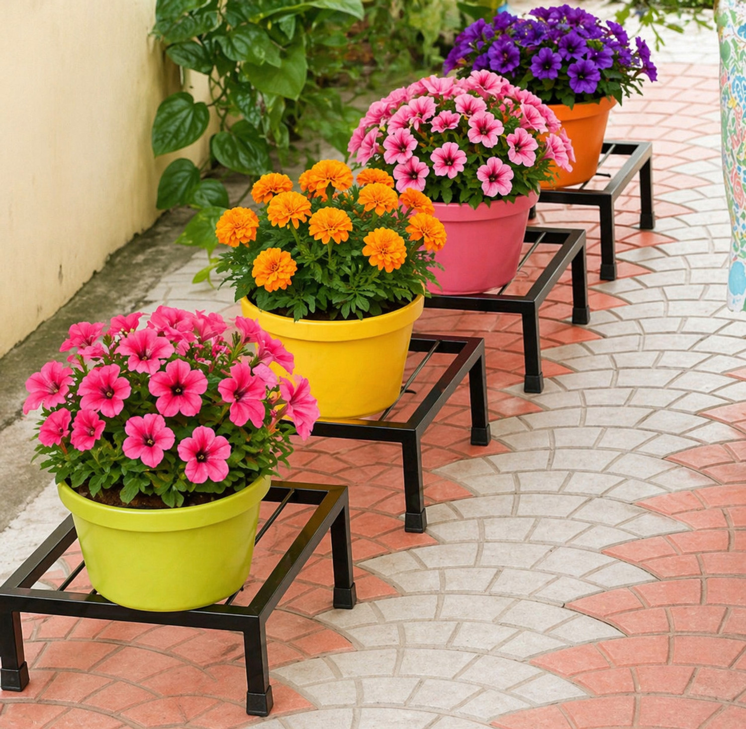 Image of Sapna Enterprises 2 Tier Metal Plant Stand for Indoor & Outdoor | Flower Pot Stand for Home Decor Plant Container Set (Metal)
