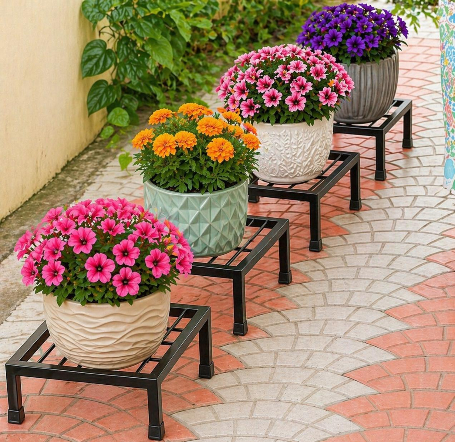 Image of Sapna Enterprises 2 Tier Metal Plant Stand for Indoor & Outdoor | Flower Pot Stand for Home Decor Plant Container Set (Metal)